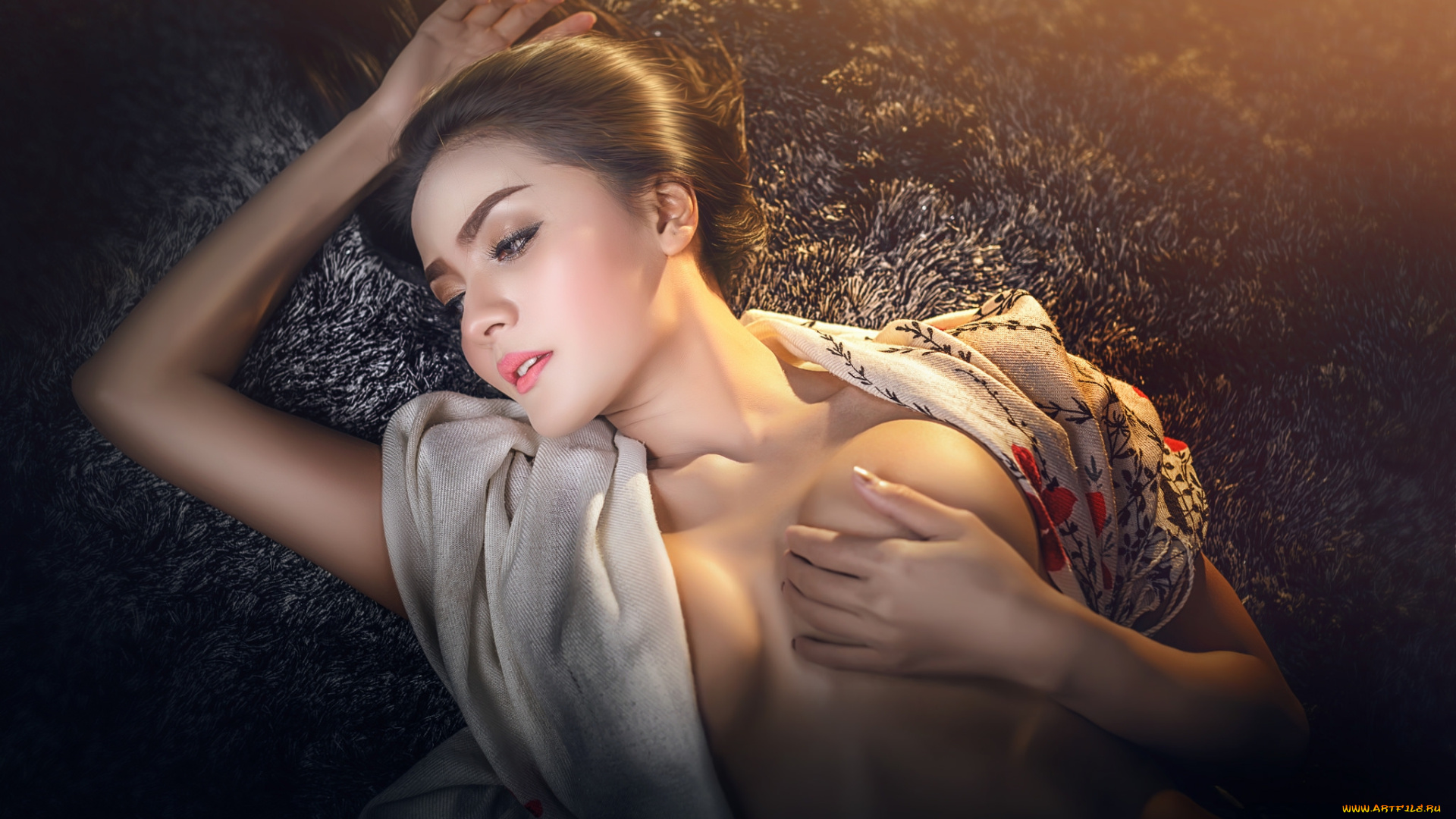 девушки, -unsort, , азиатки, лицо, взгляд