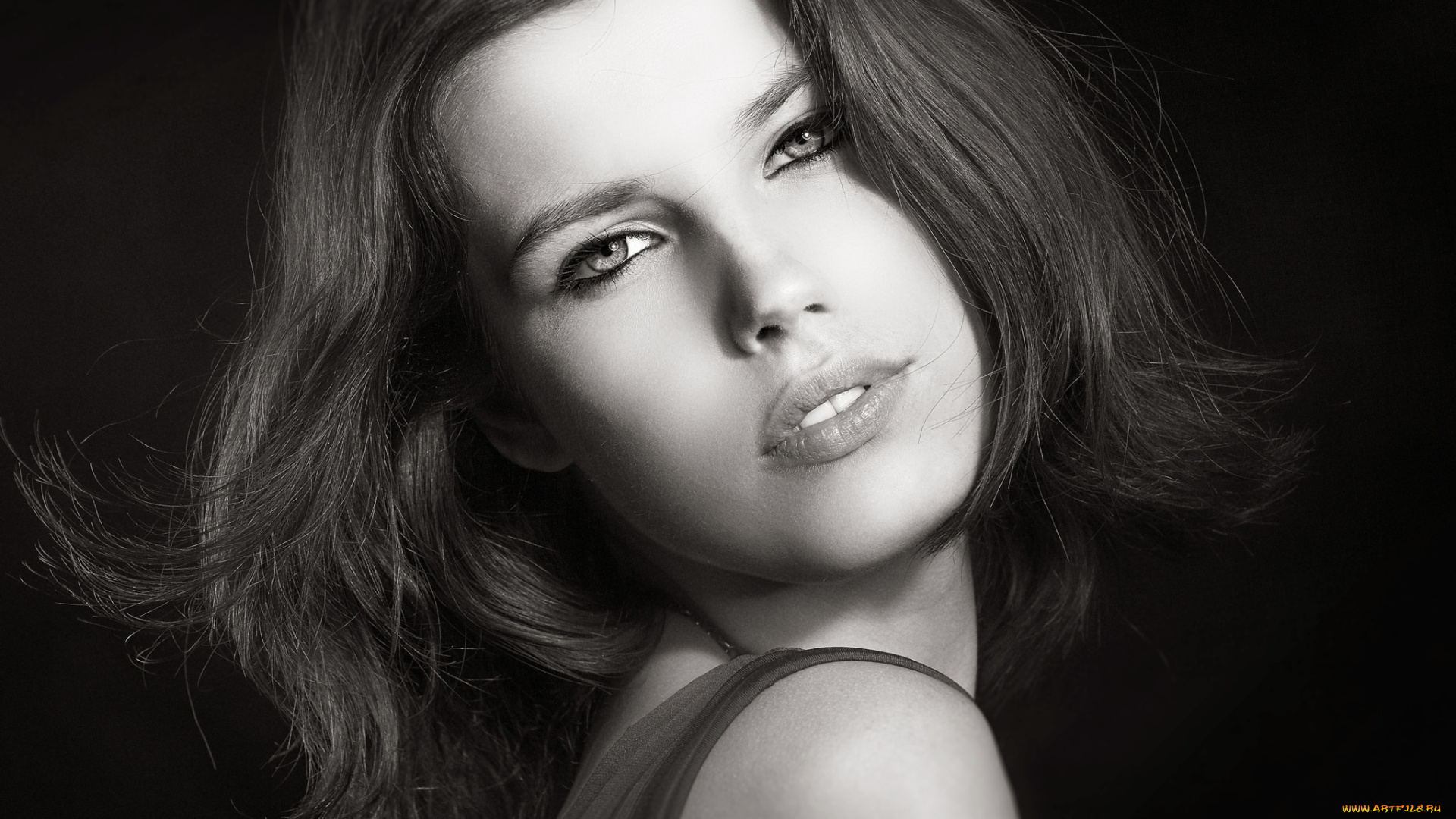 девушки, -unsort, , Черно-белые, обои, взгляд, лицо