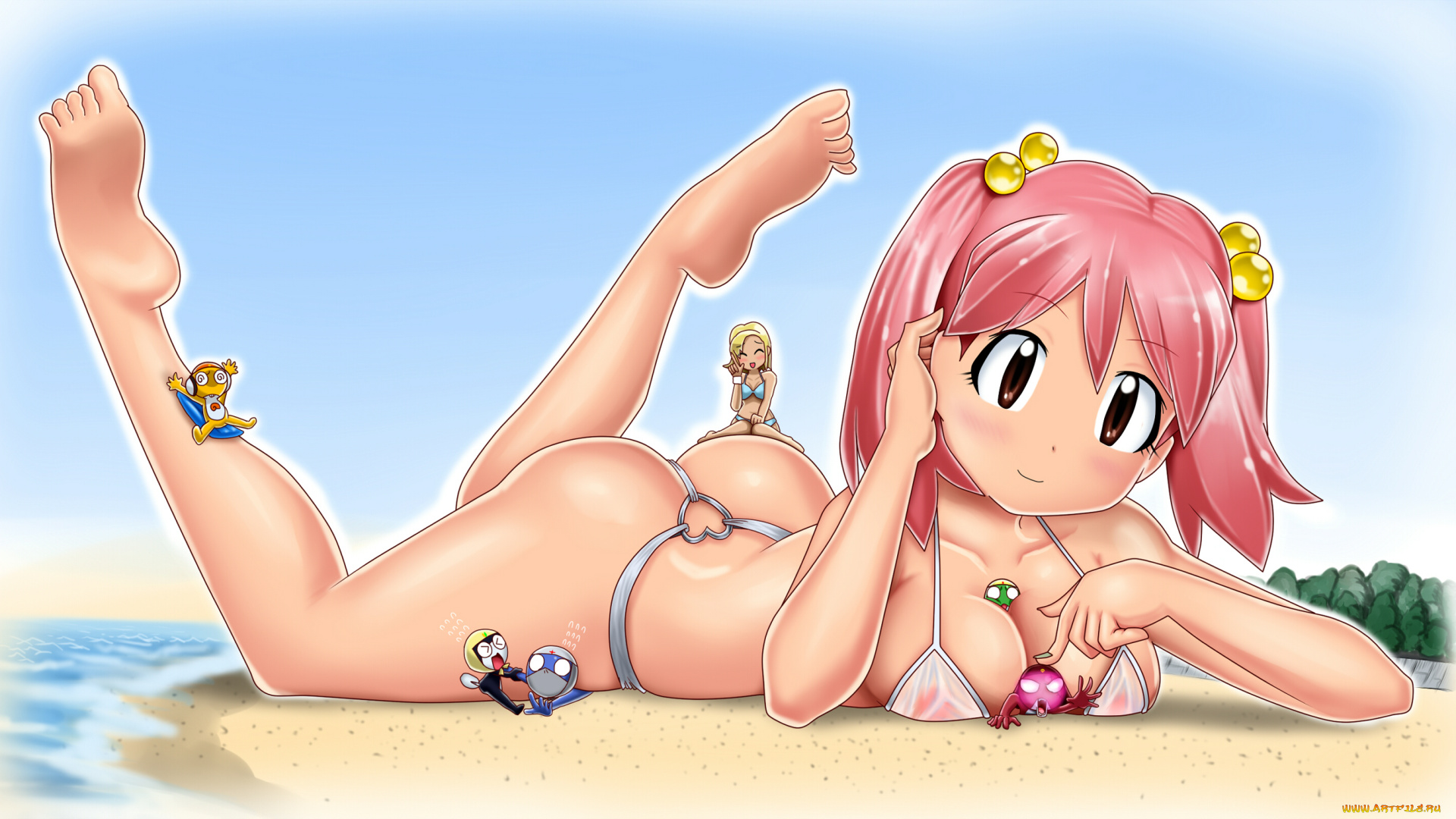 keroro, gunsou, аниме, взгляд, девушка, фон