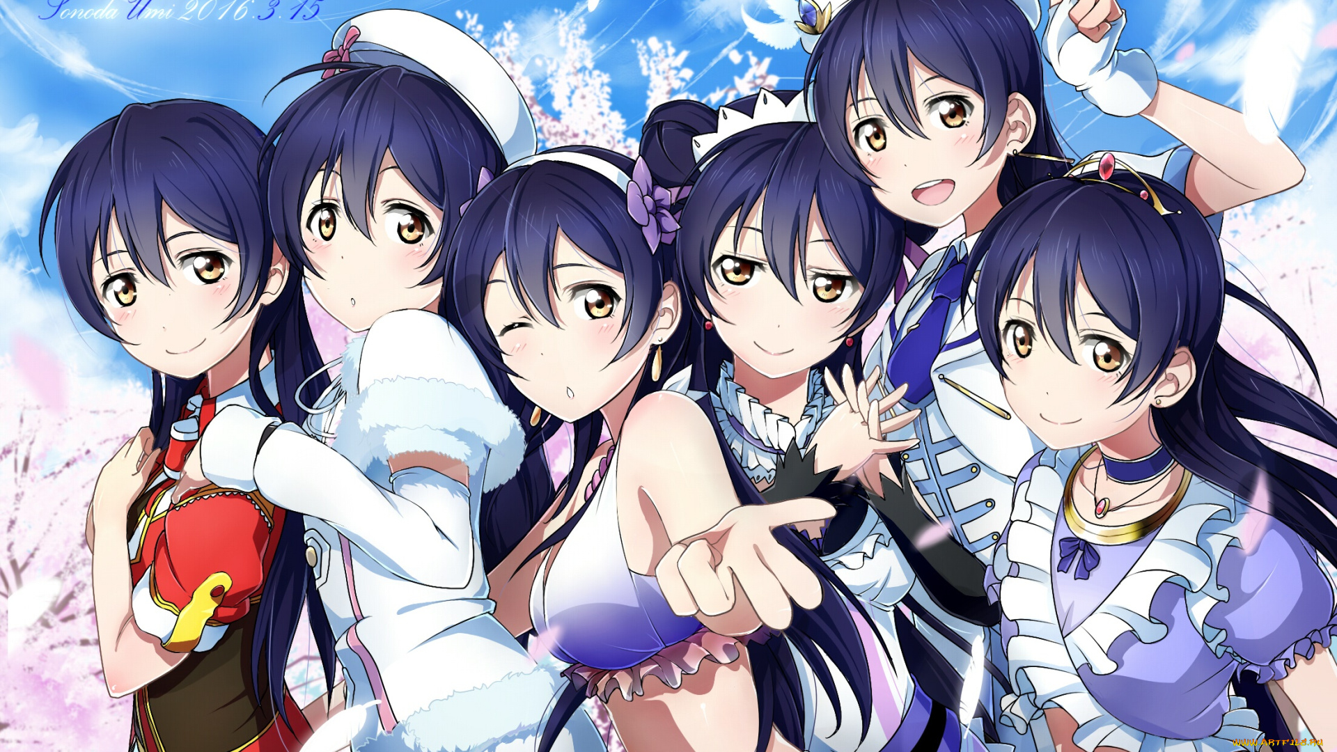 love, live, аниме, , school, idol, project, взгляд, фон, девушки