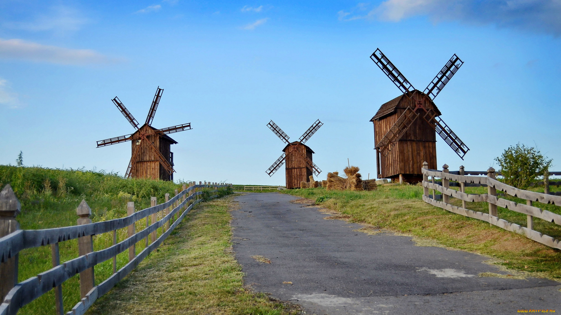 разное, мельницы, дорога, пейзаж