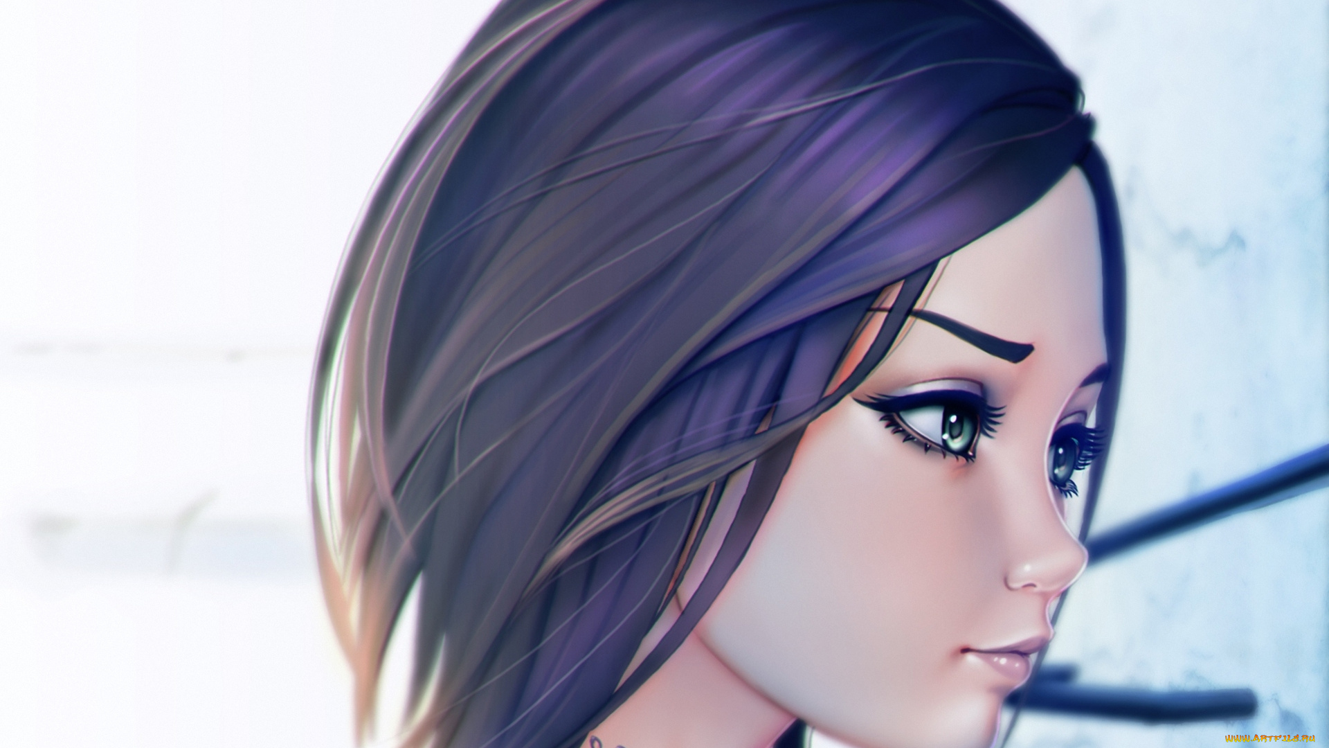 рисованное, люди, волосы, взгляд, глаза, красота, арт, лицо, девушка