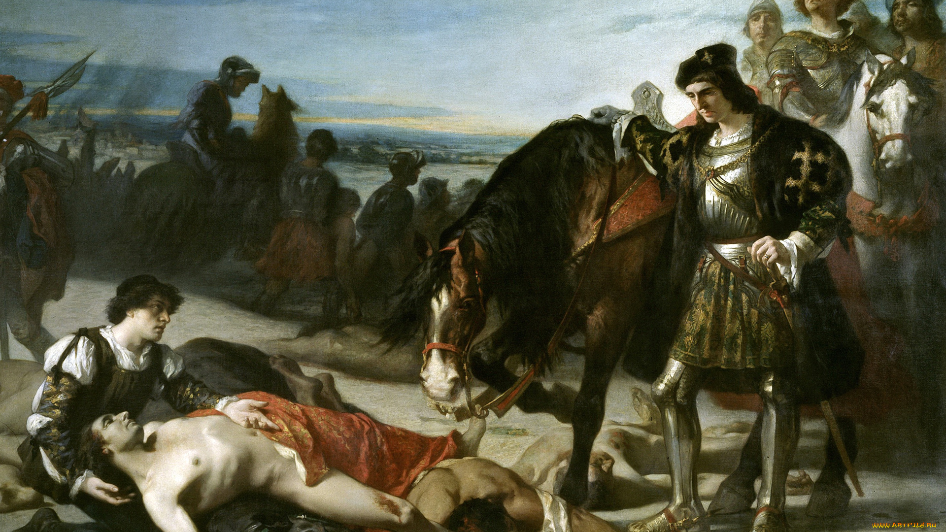 рисованное, живопись, жанровая, картина, два, вождя, jose, casado, del, alisal