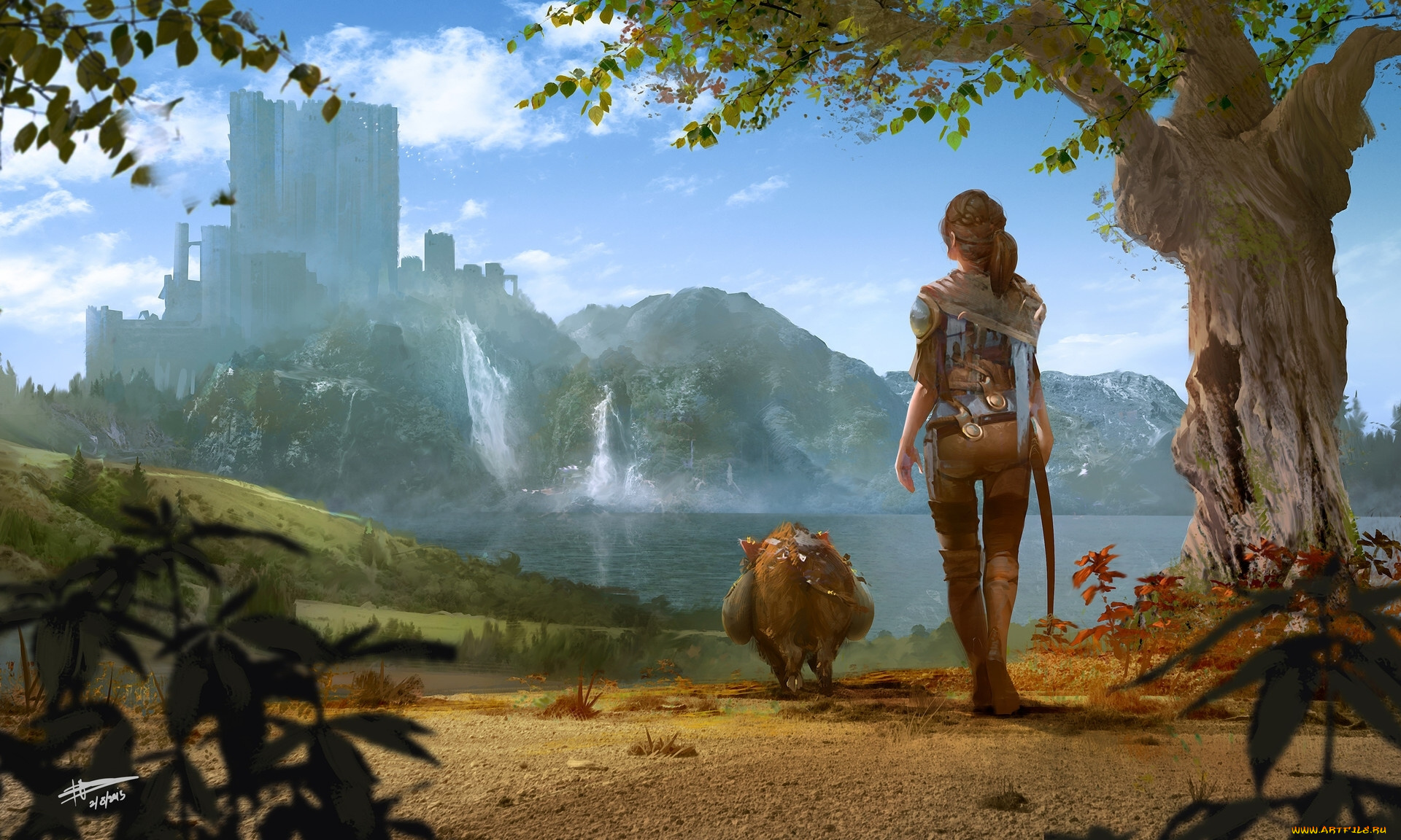 фэнтези, красавицы, и, чудовища, richard, sashigane, девушка, свинья, пейзаж