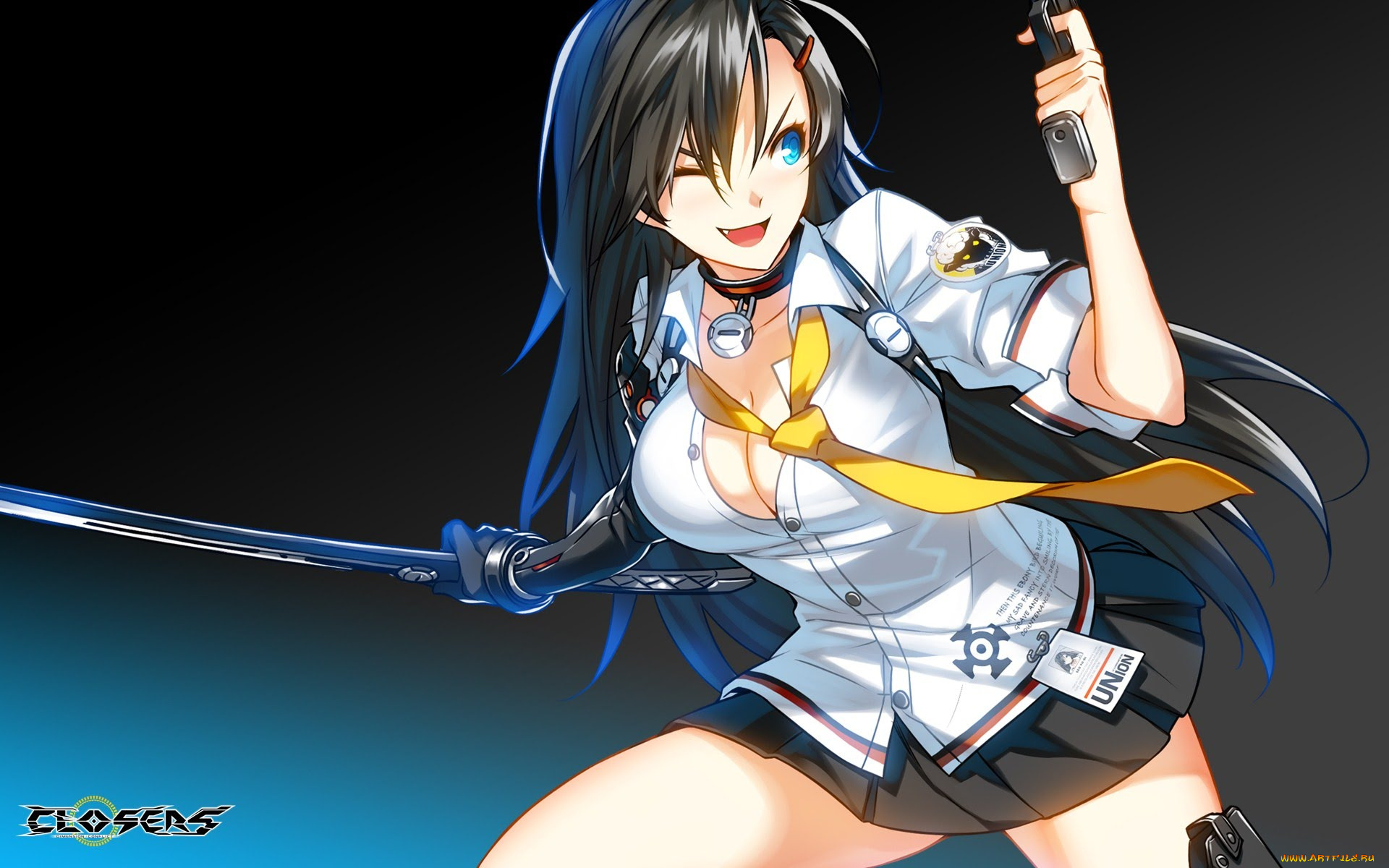 аниме, closers, оружие, девушка