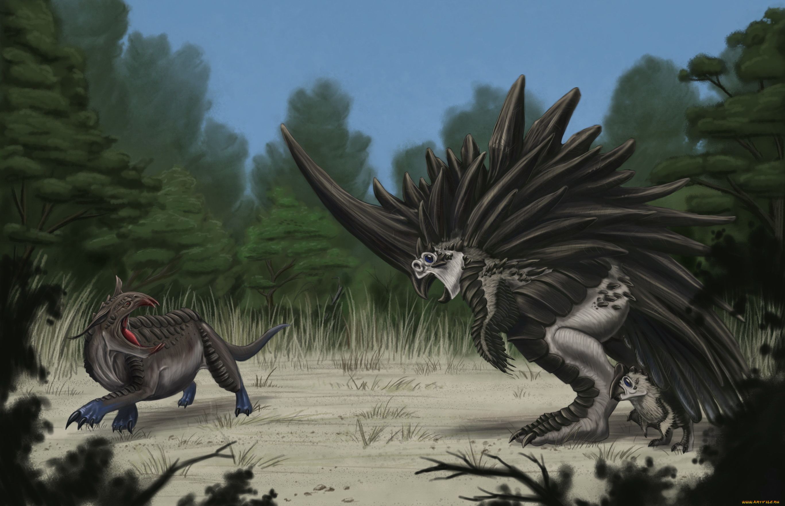 рисованное, животные, , доисторические, звери