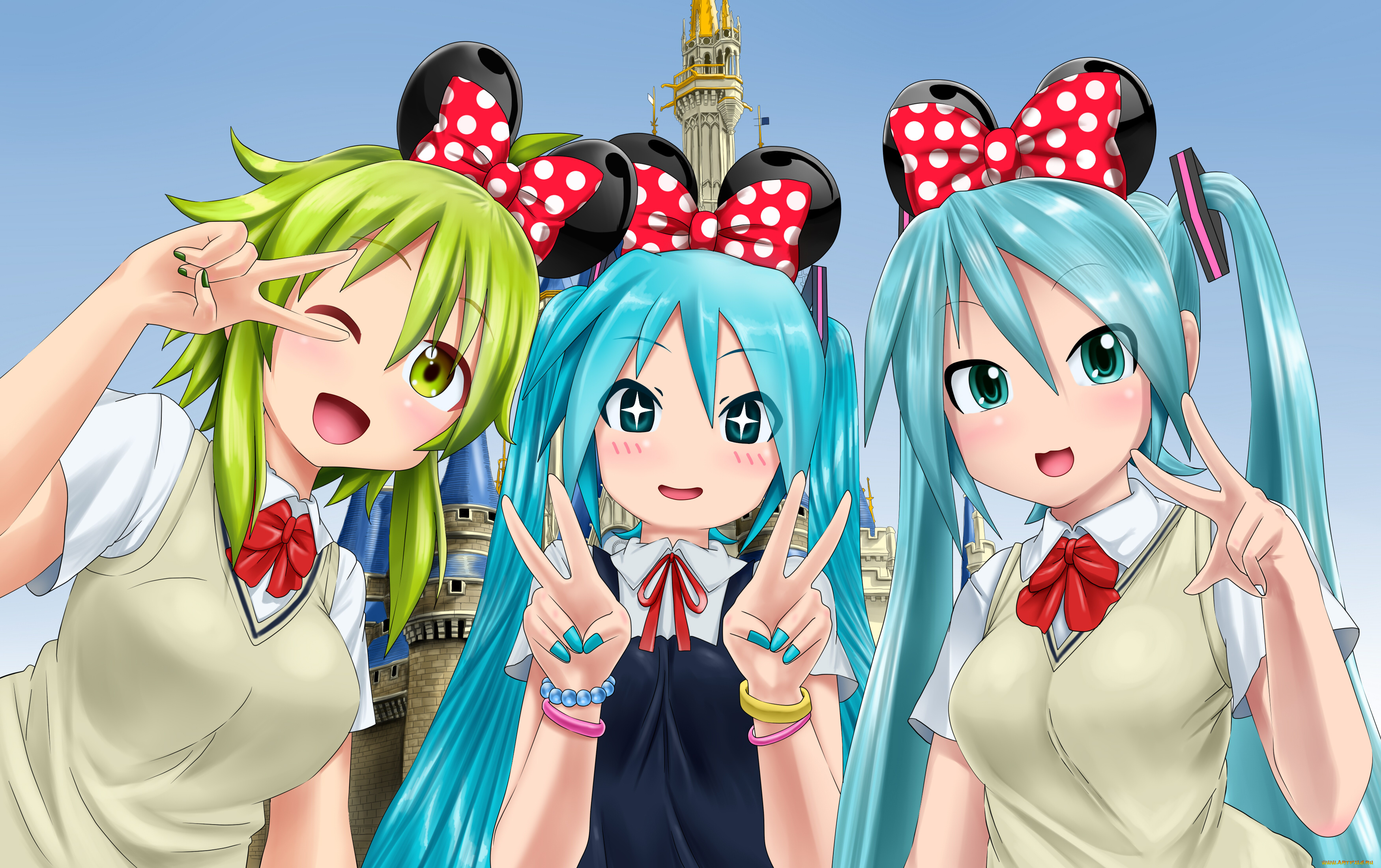 аниме, vocaloid, фон, взгляд, девушки