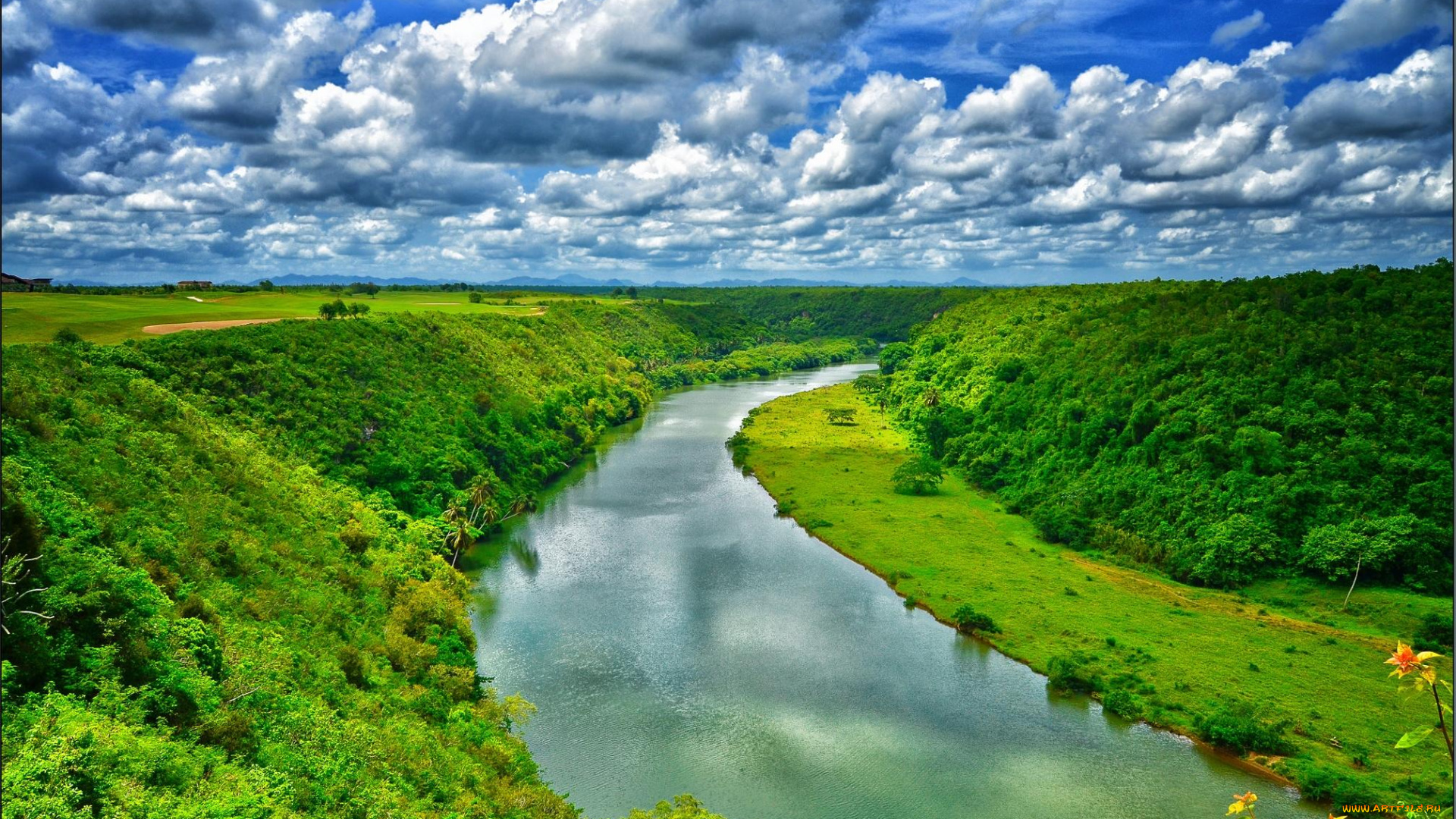 природа, реки, озера, остальные, разделы, поля, река, деревья, пейзаж, dominican, republic