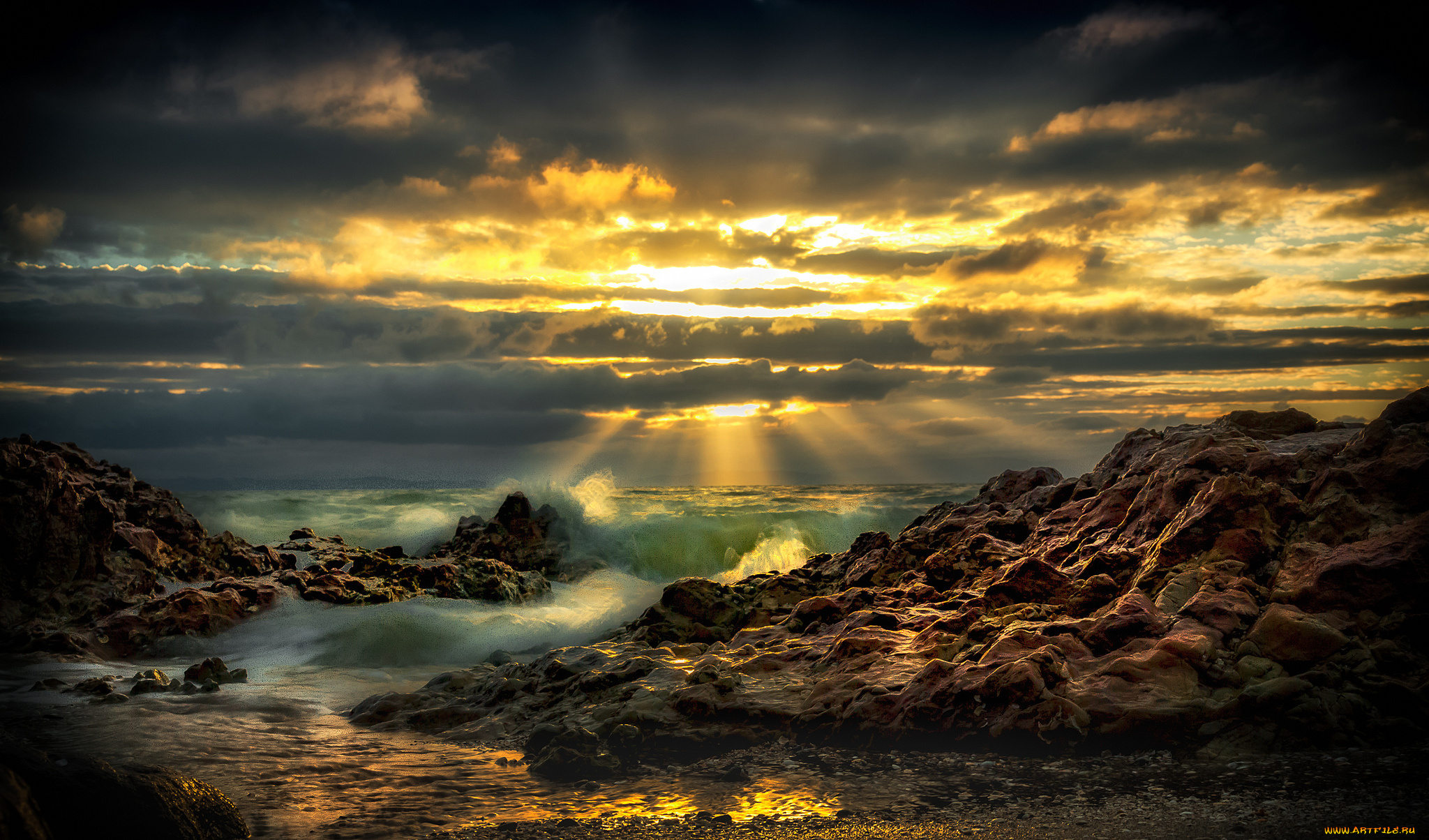 природа, побережье, море, берег