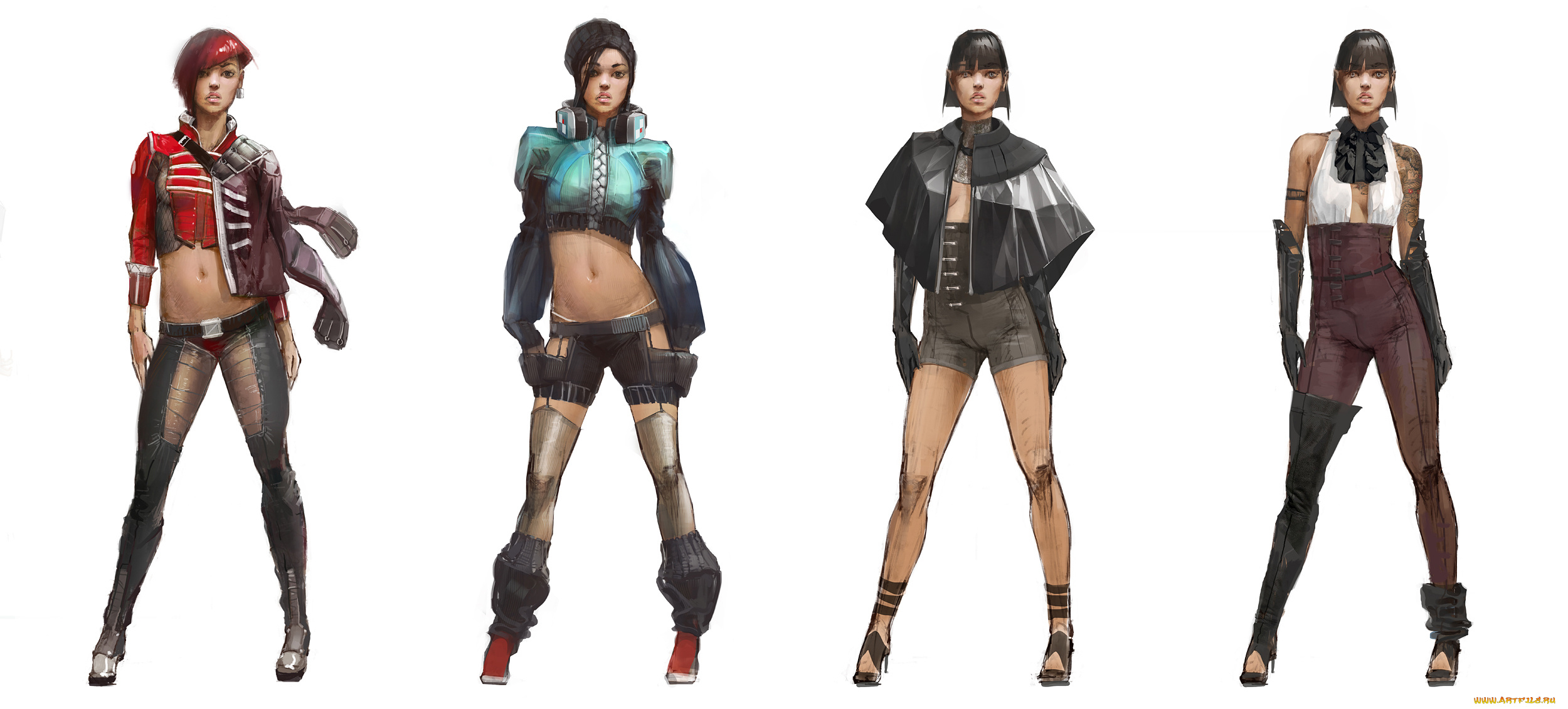 рисованное, люди, девушка, фон, взгляд, одежда