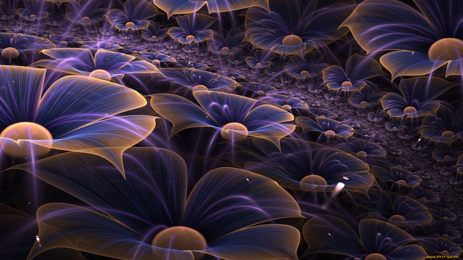 3д, графика, цветы, , flowers, фантазия, сияние, абстракции, графика, цветы