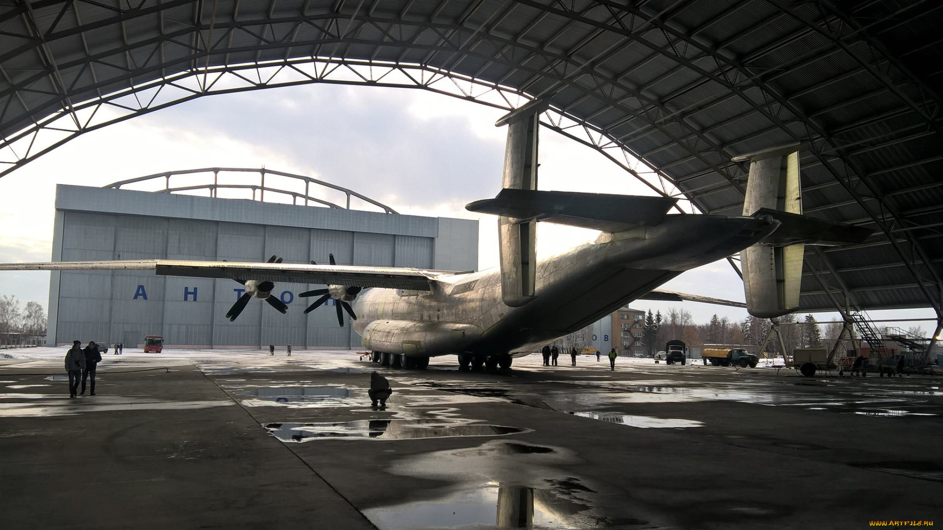 ан, 22, авиация, грузовые, самолёты, самолет, ангар, ан, 22, антонов