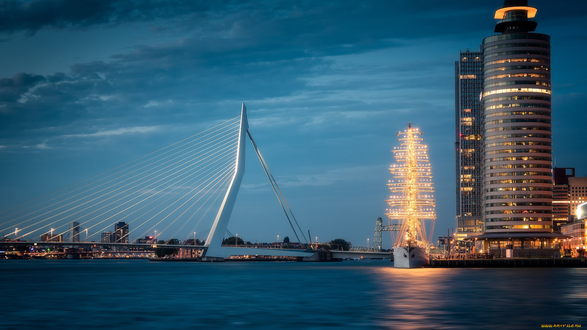 города, -, панорамы, нидеоланды, роттердам, rotterdam, голландия