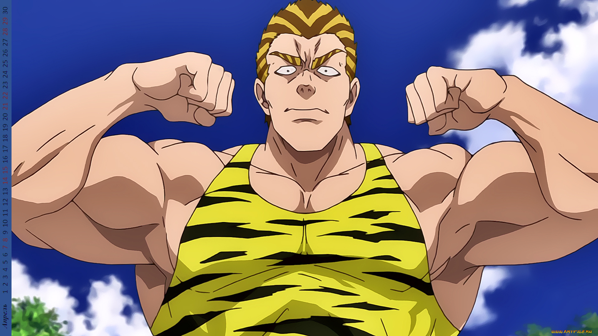 календари, аниме, мускулы, лицо, взгляд, мужчина