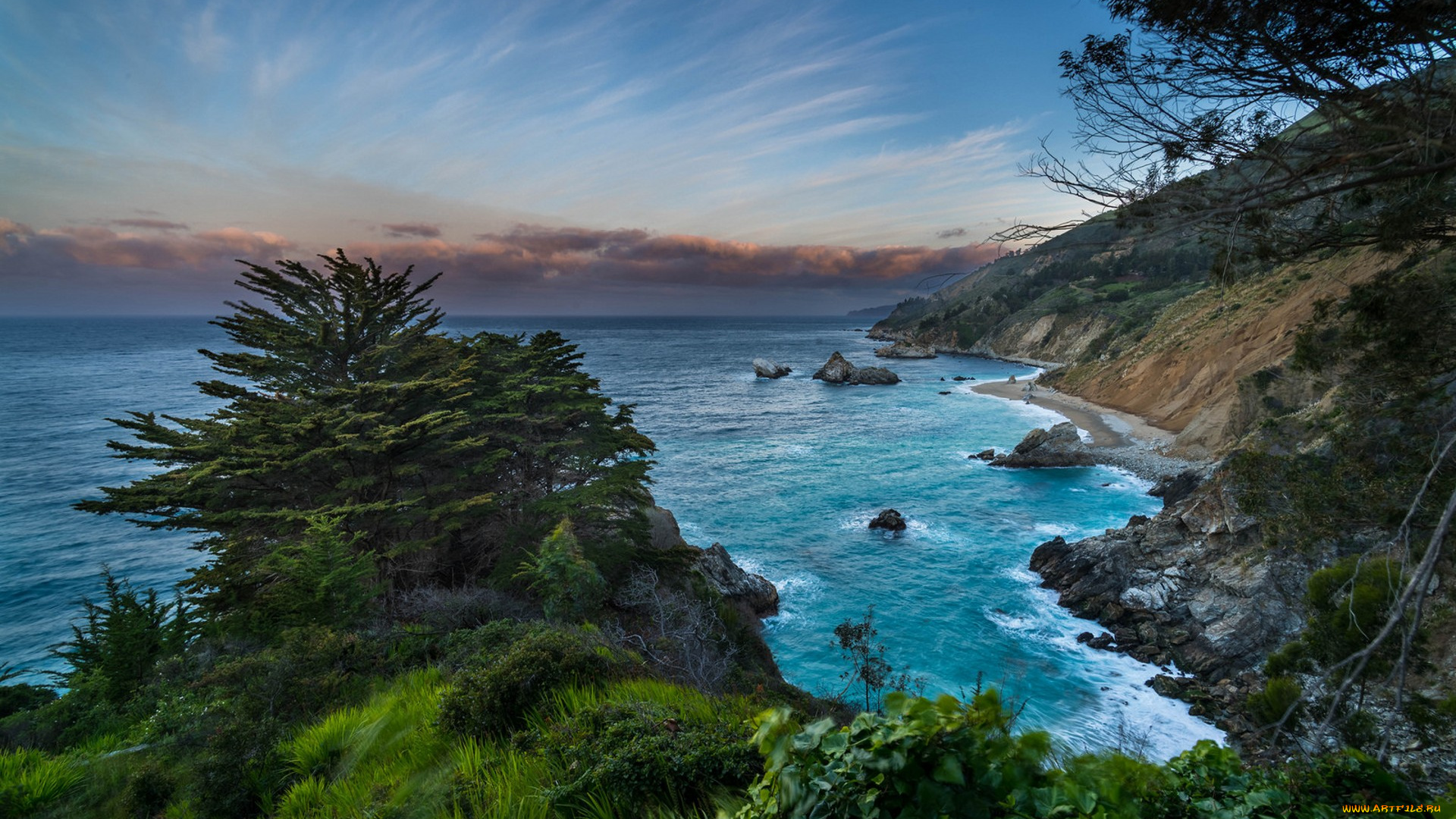 природа, побережье, простор