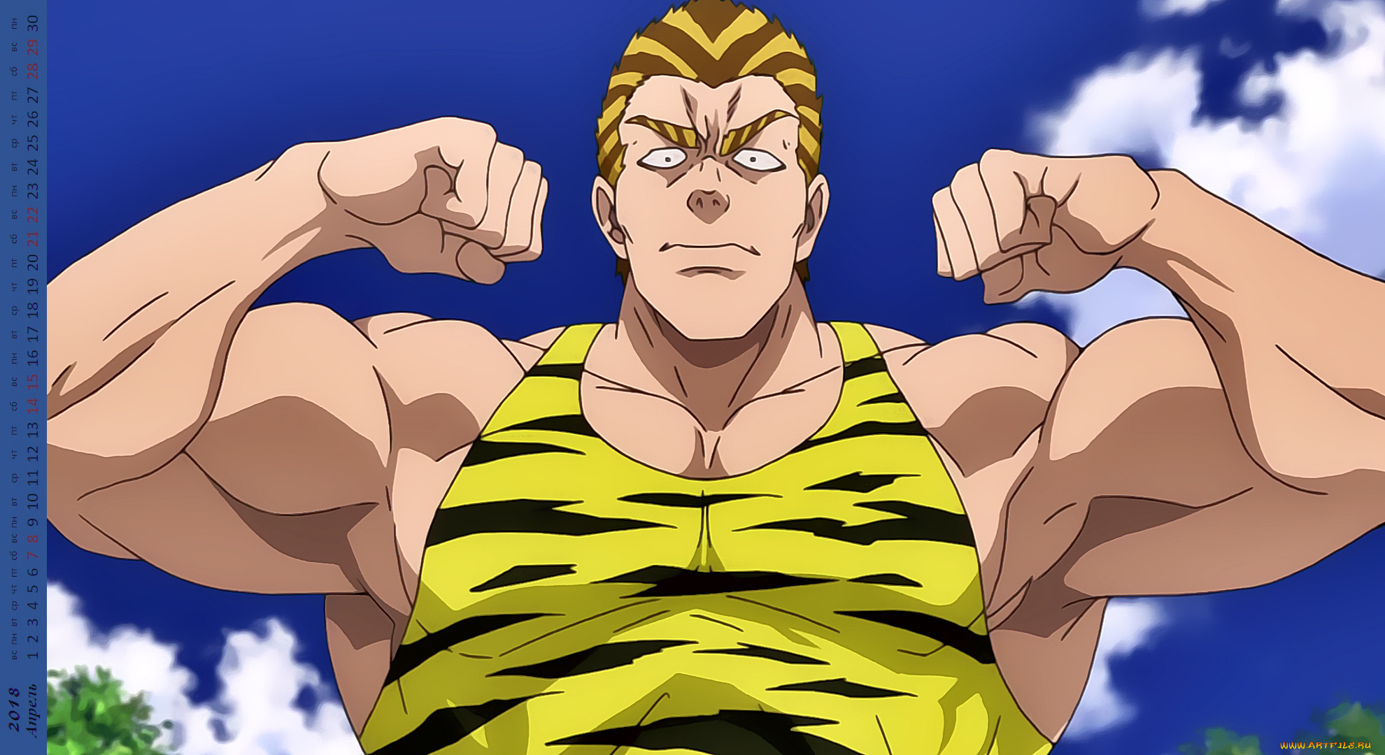 календари, аниме, мускулы, лицо, взгляд, мужчина