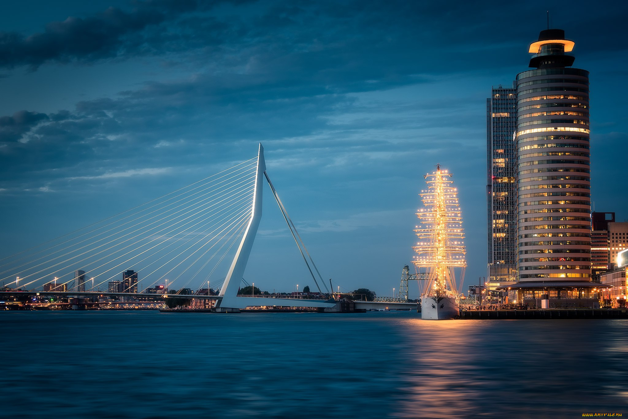 города, -, панорамы, нидеоланды, роттердам, rotterdam, голландия