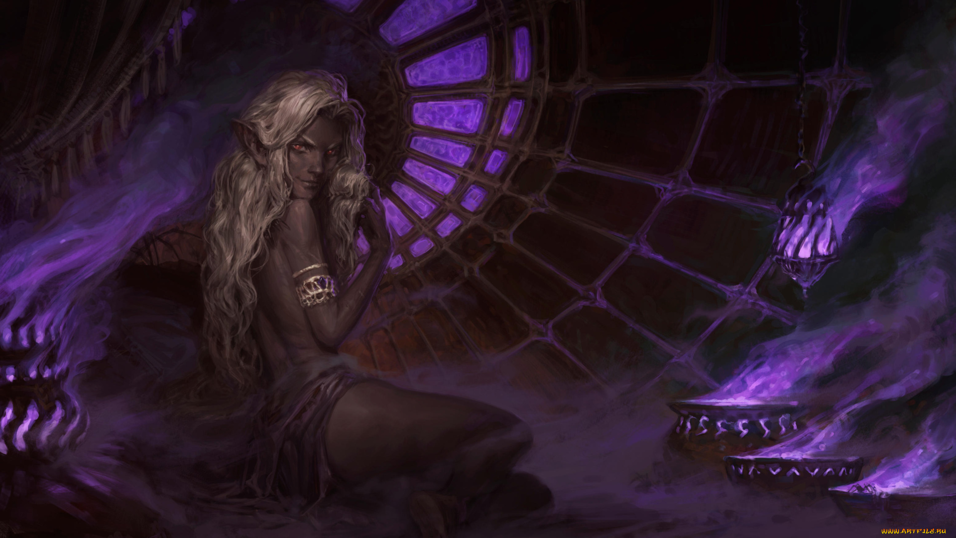 фэнтези, эльфы, взгляд, девушка, фон