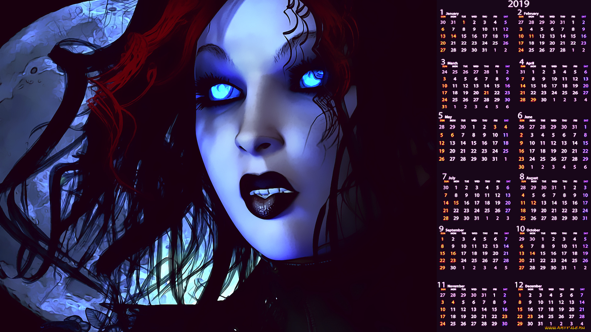 календари, 3д-графика, лицо, девушка, планета