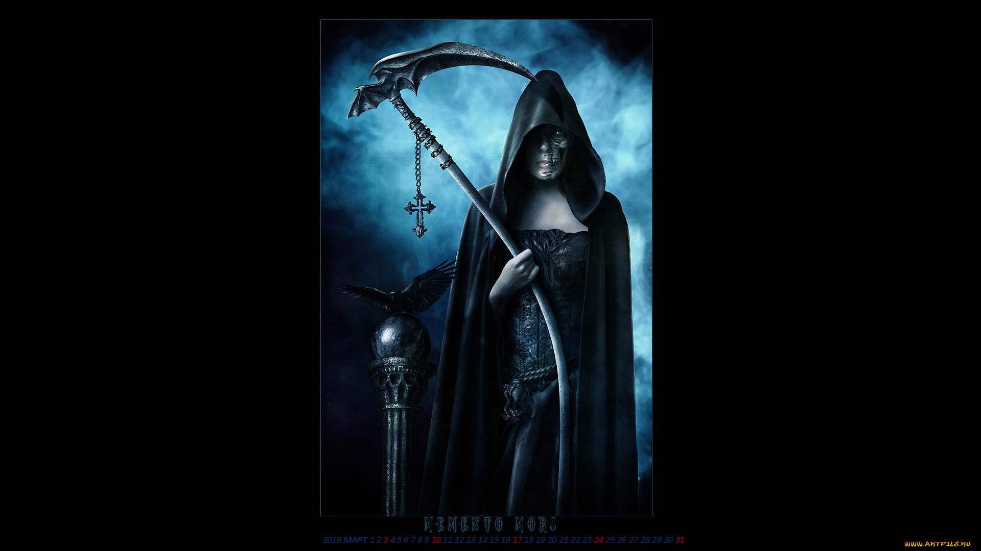 календари, фэнтези, коса, смерть, капюшон, плащ, нежить
