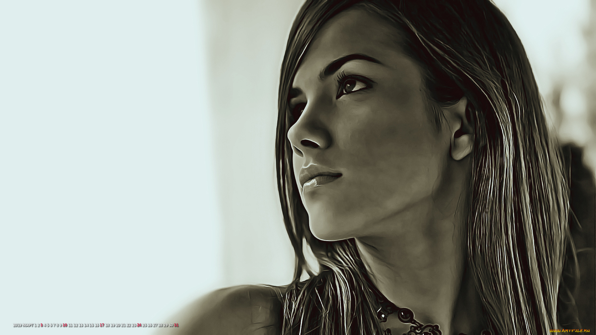 календари, компьютерный, дизайн, лицо, девушка