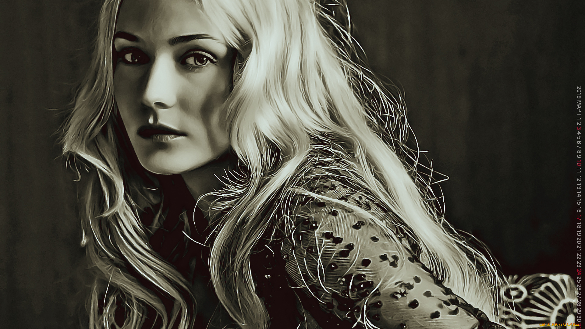 календари, компьютерный, дизайн, взгляд, девушка