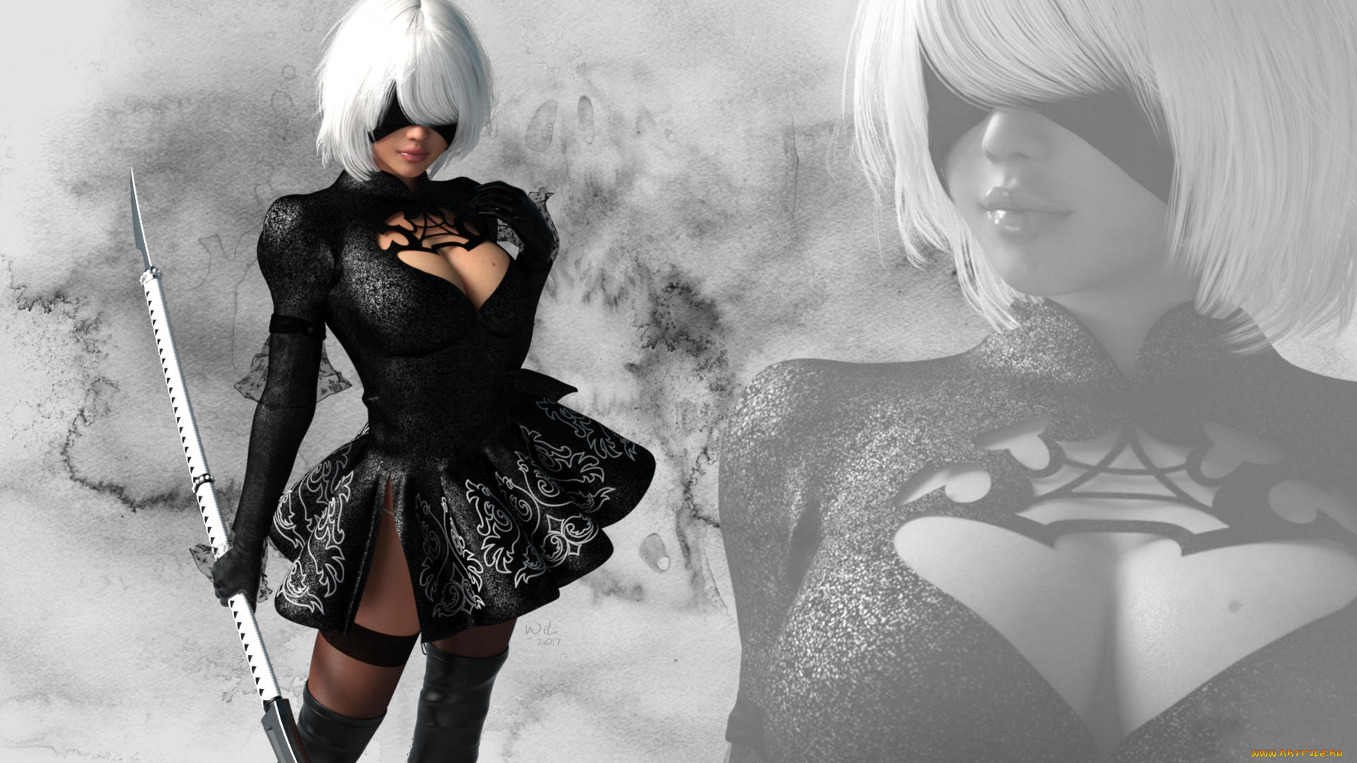 разное, cosplay, , косплей, девушка, фон, меч, маска, платье