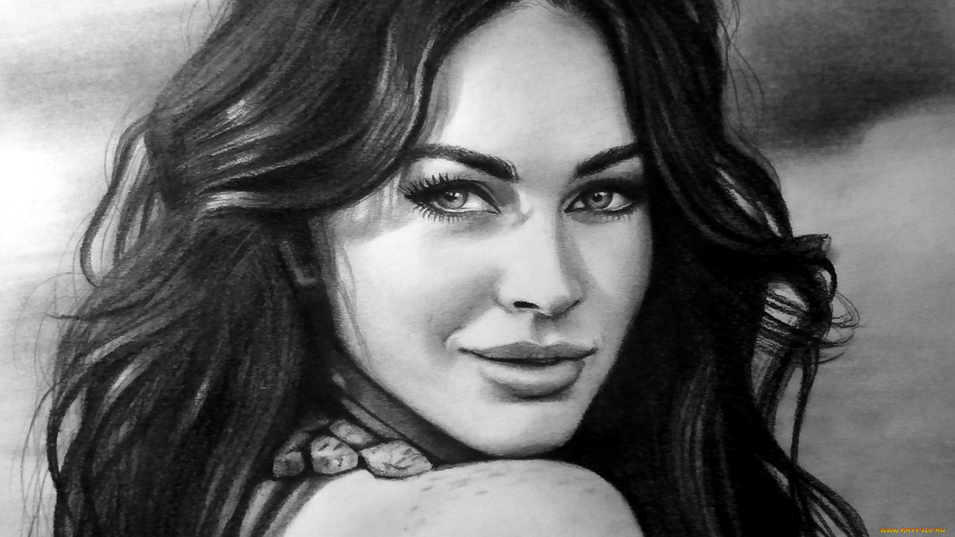 рисованное, люди, улыбка, взгляд, фон, девушка