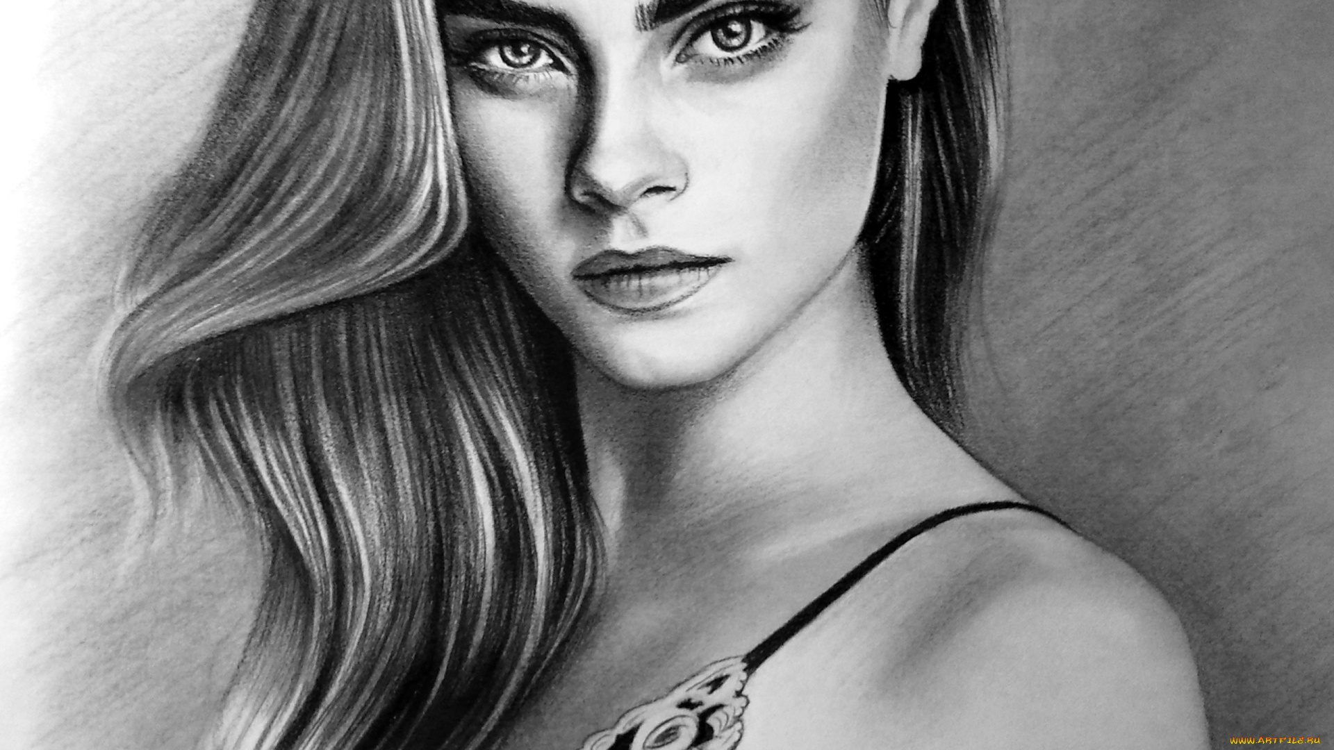 рисованное, люди, взгляд, фон, девушка