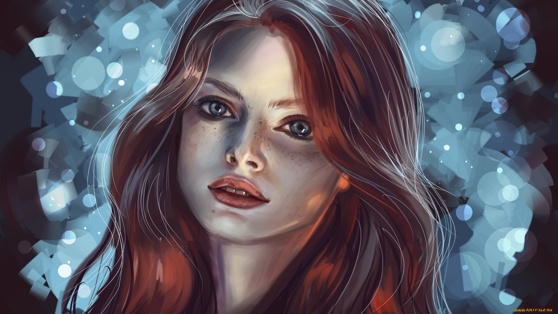 рисованное, люди, взгляд, фон, девушка