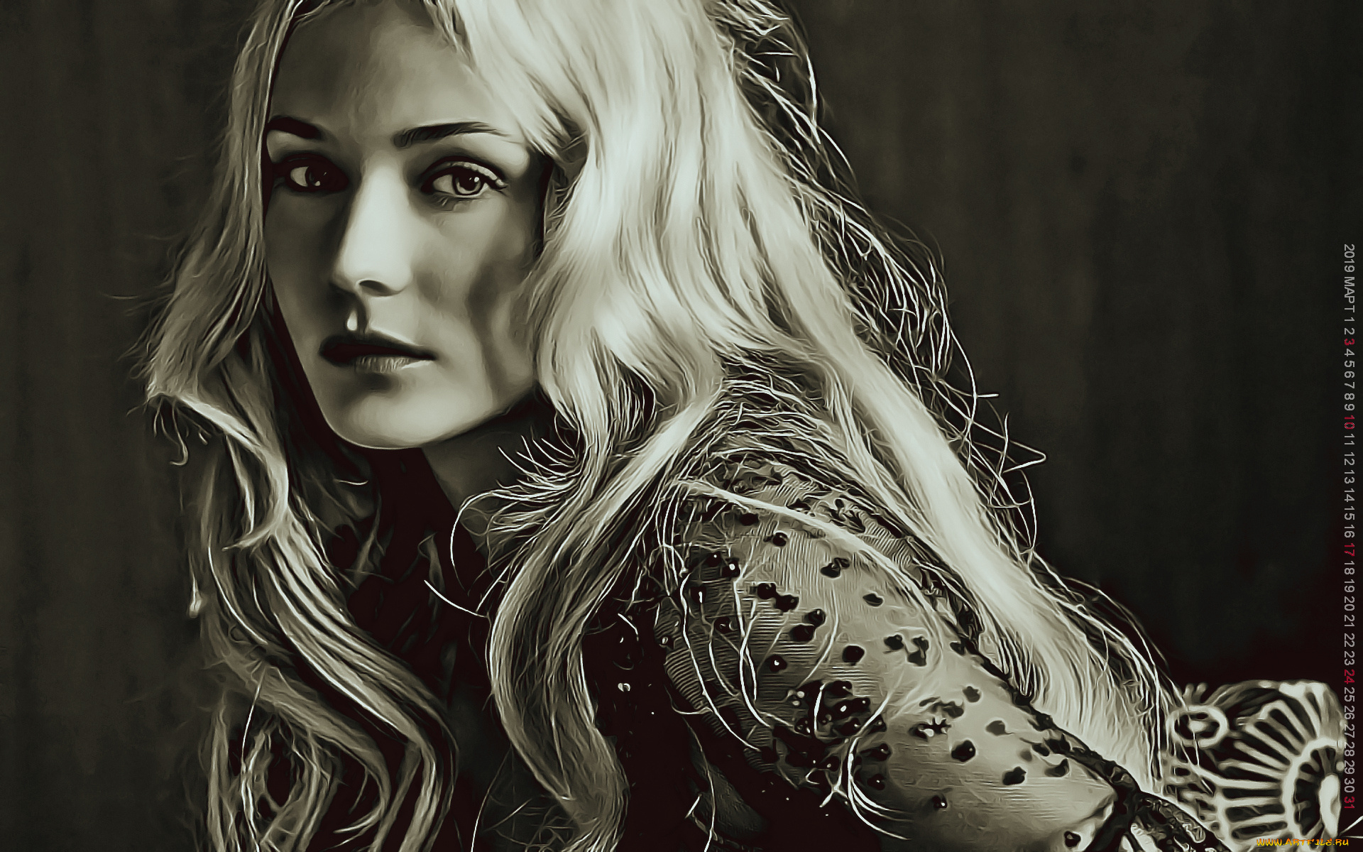 календари, компьютерный, дизайн, взгляд, девушка