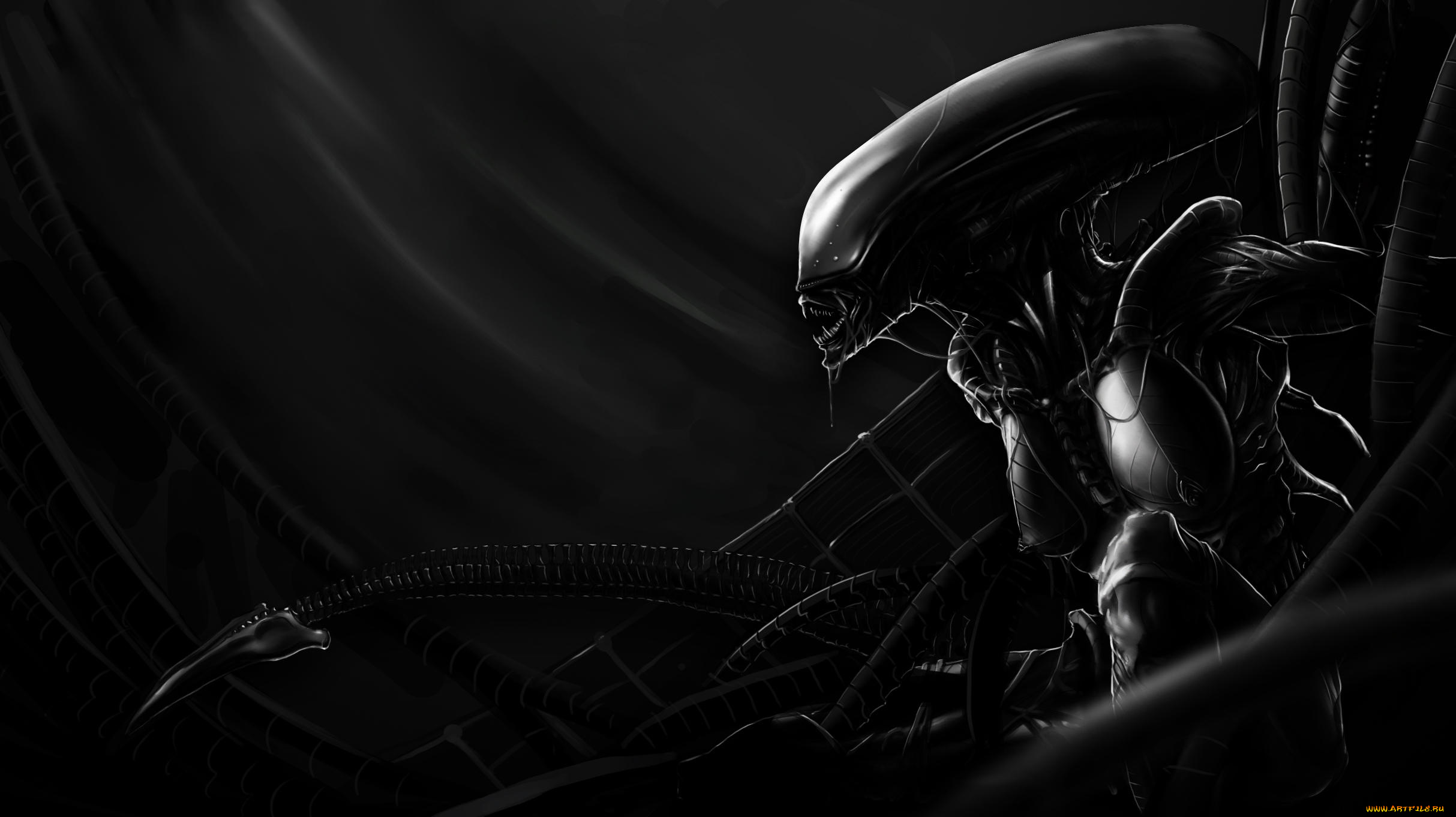 фэнтези, чужой, , alien, фон, девушка, существо