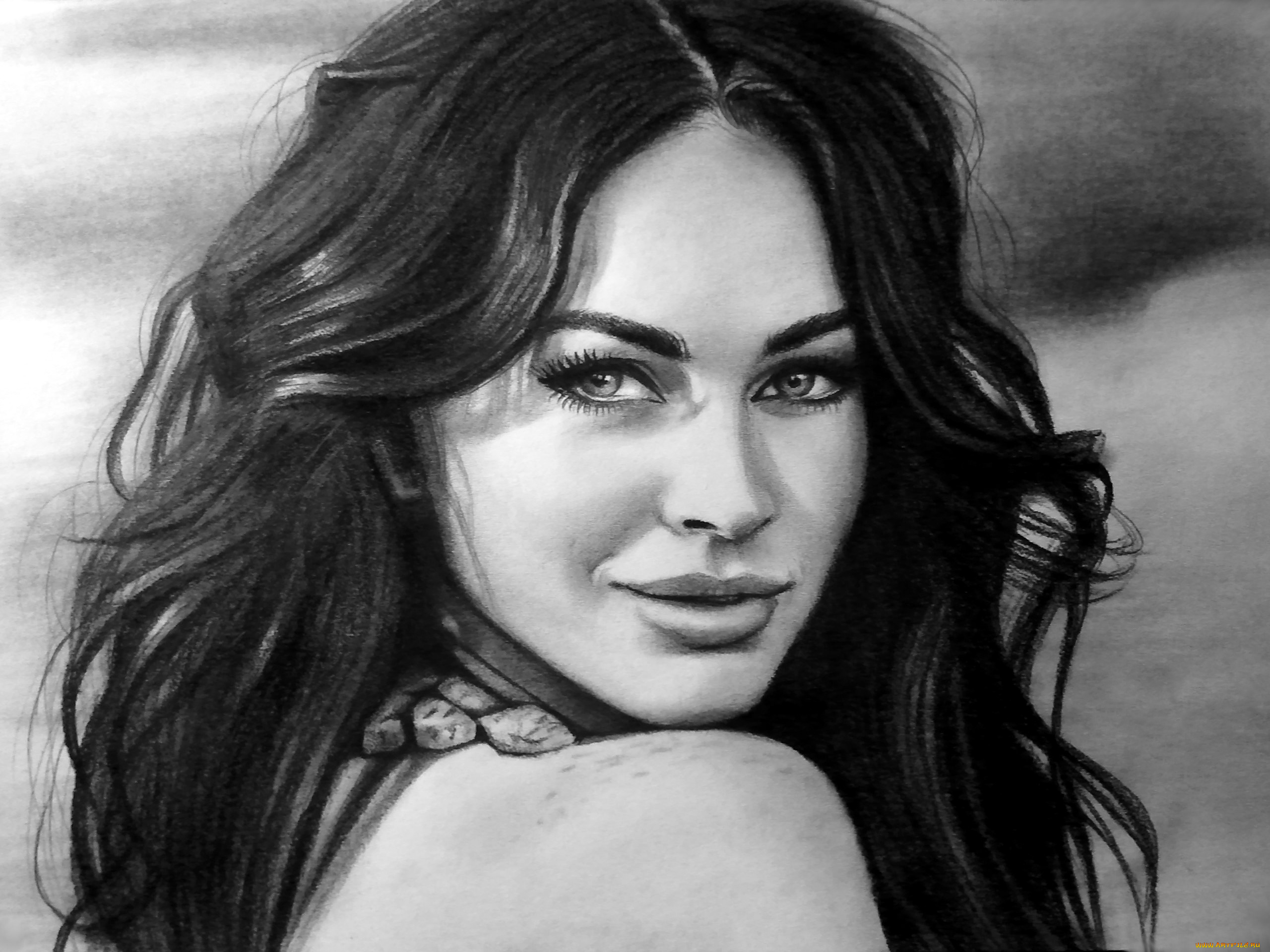 рисованное, люди, улыбка, взгляд, фон, девушка