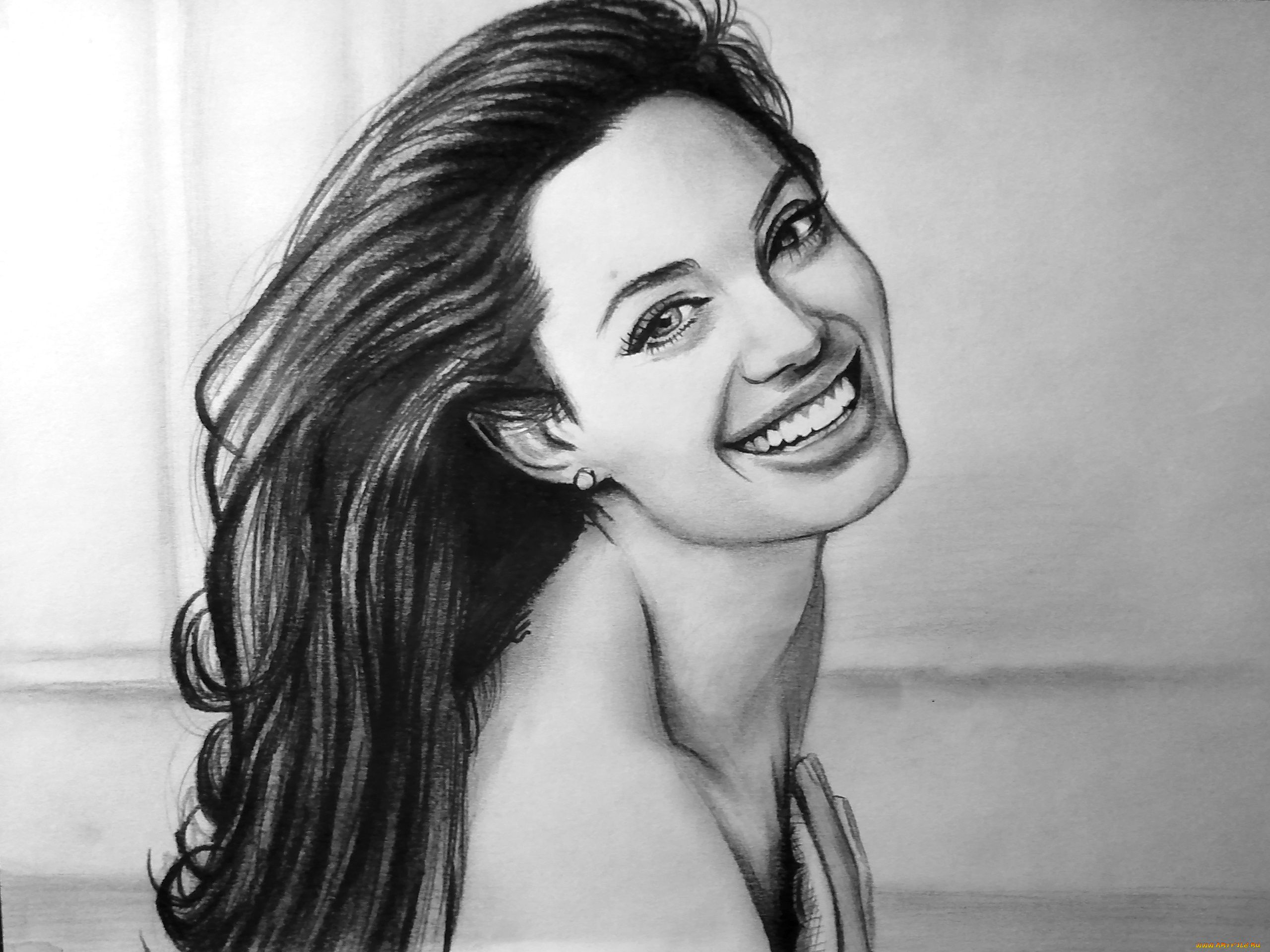 рисованное, люди, улыбка, взгляд, фон, девушка