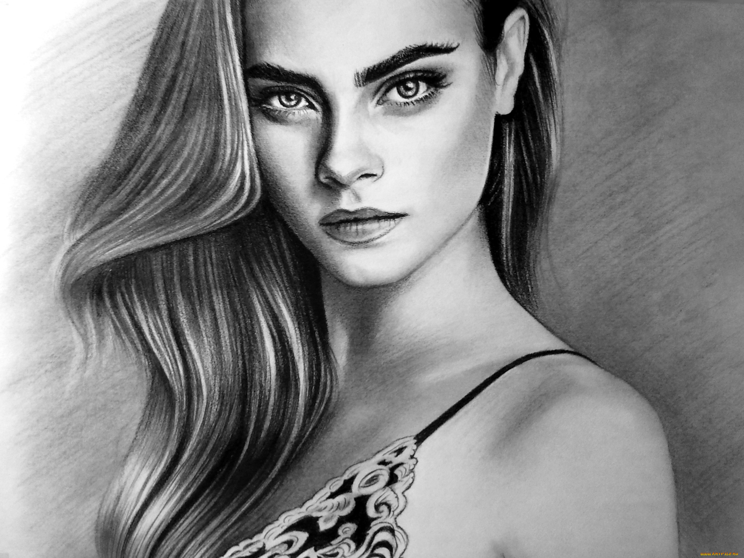 рисованное, люди, взгляд, фон, девушка