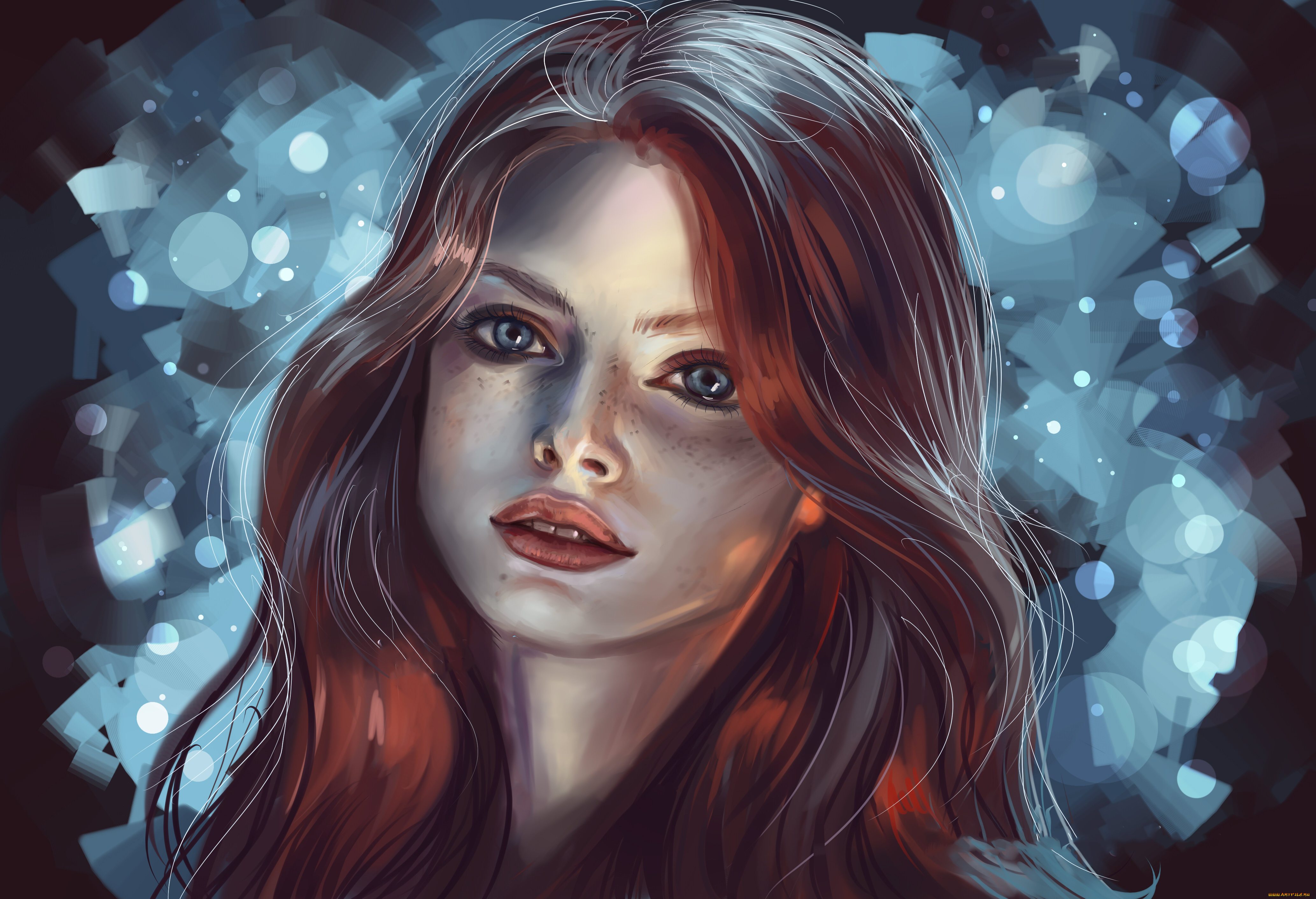 рисованное, люди, взгляд, фон, девушка