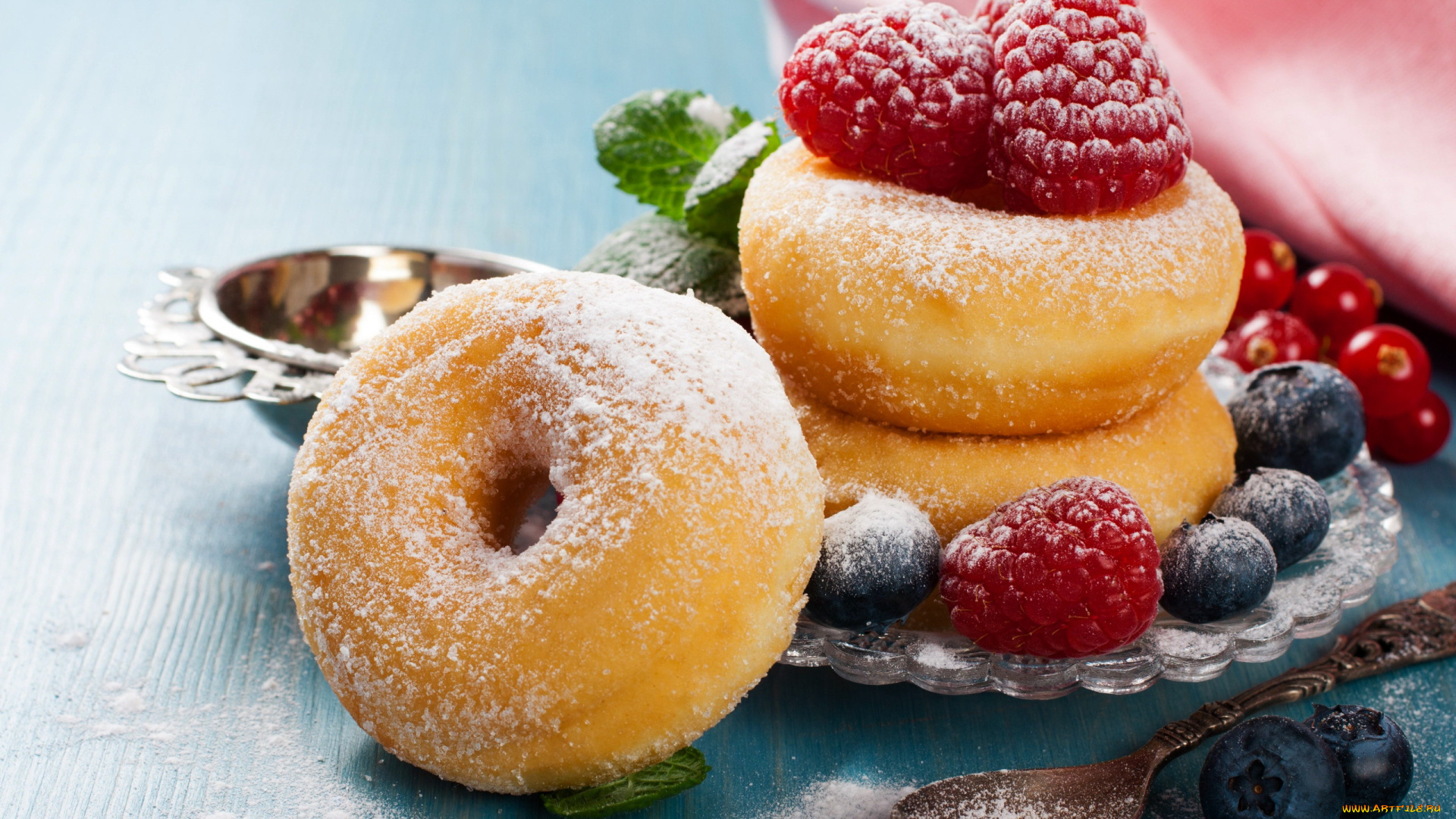 еда, хлеб, , выпечка, пончики, малина, черника