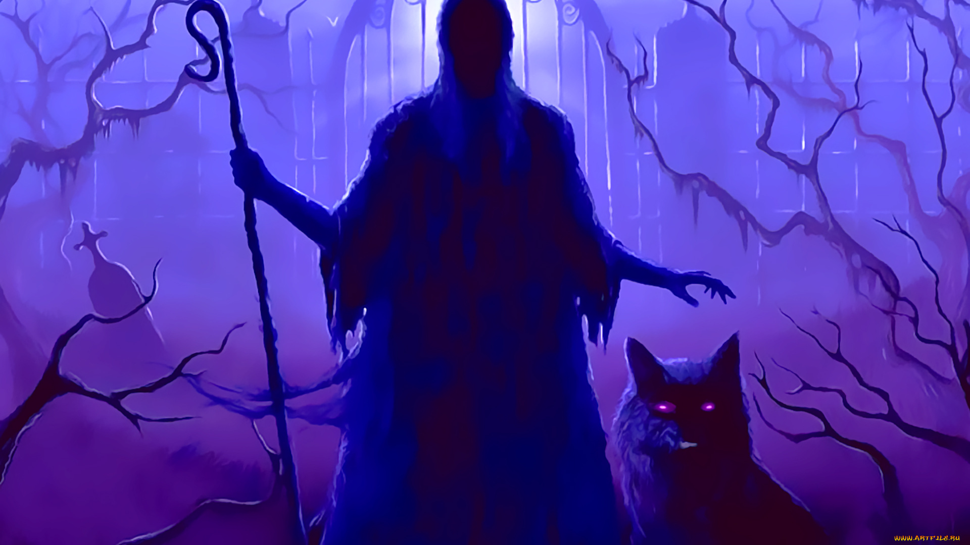 календари, фэнтези, кладбище, животное, ночь, волк, плащ, капюшон, calendar, 2020