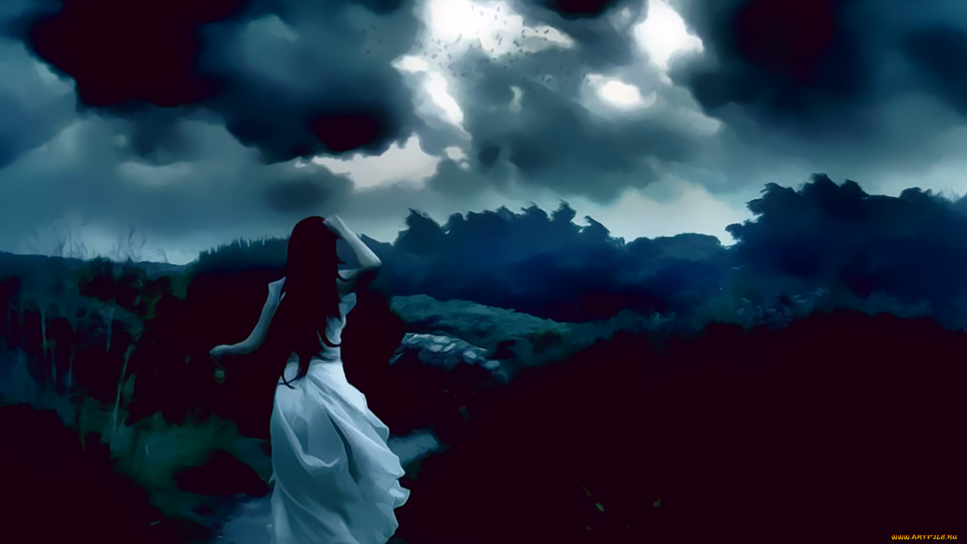 календари, фэнтези, тучи, девушка, природа, непогода, calendar, 2020