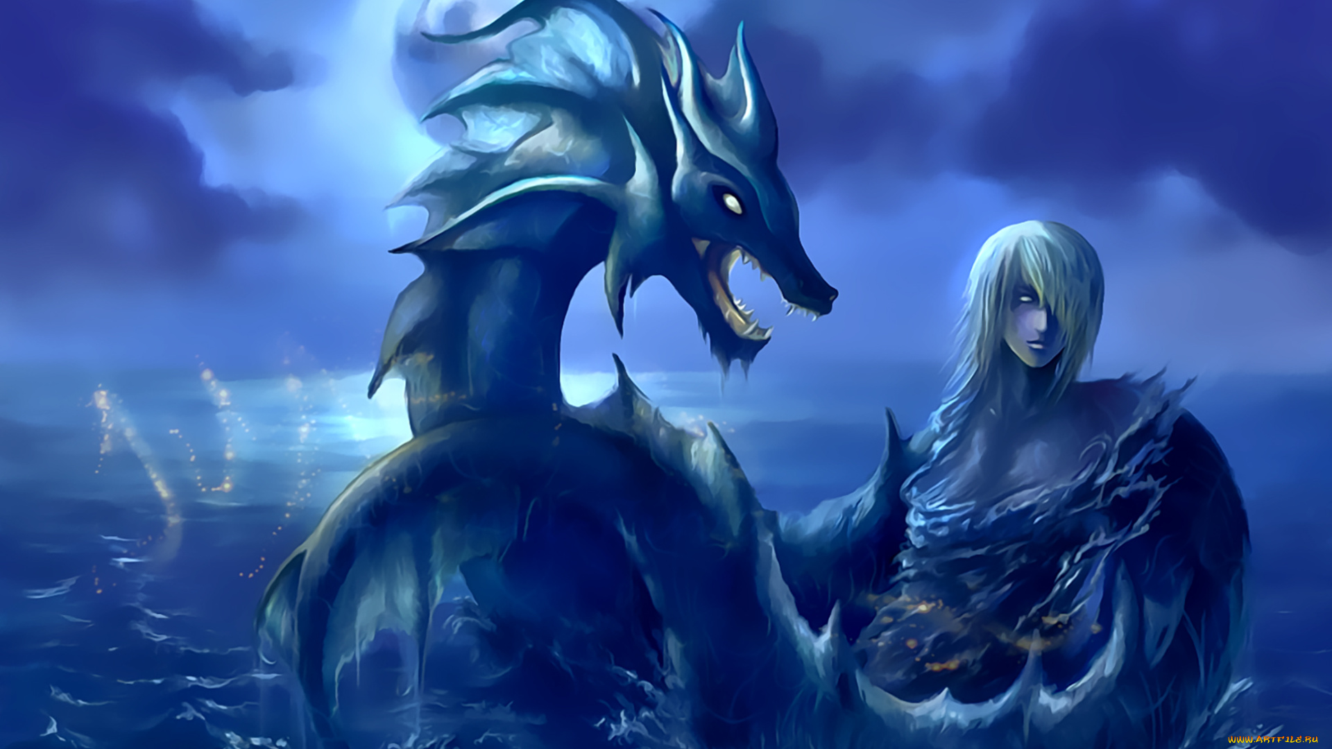 календари, фэнтези, водоем, существо, человек, calendar, 2020