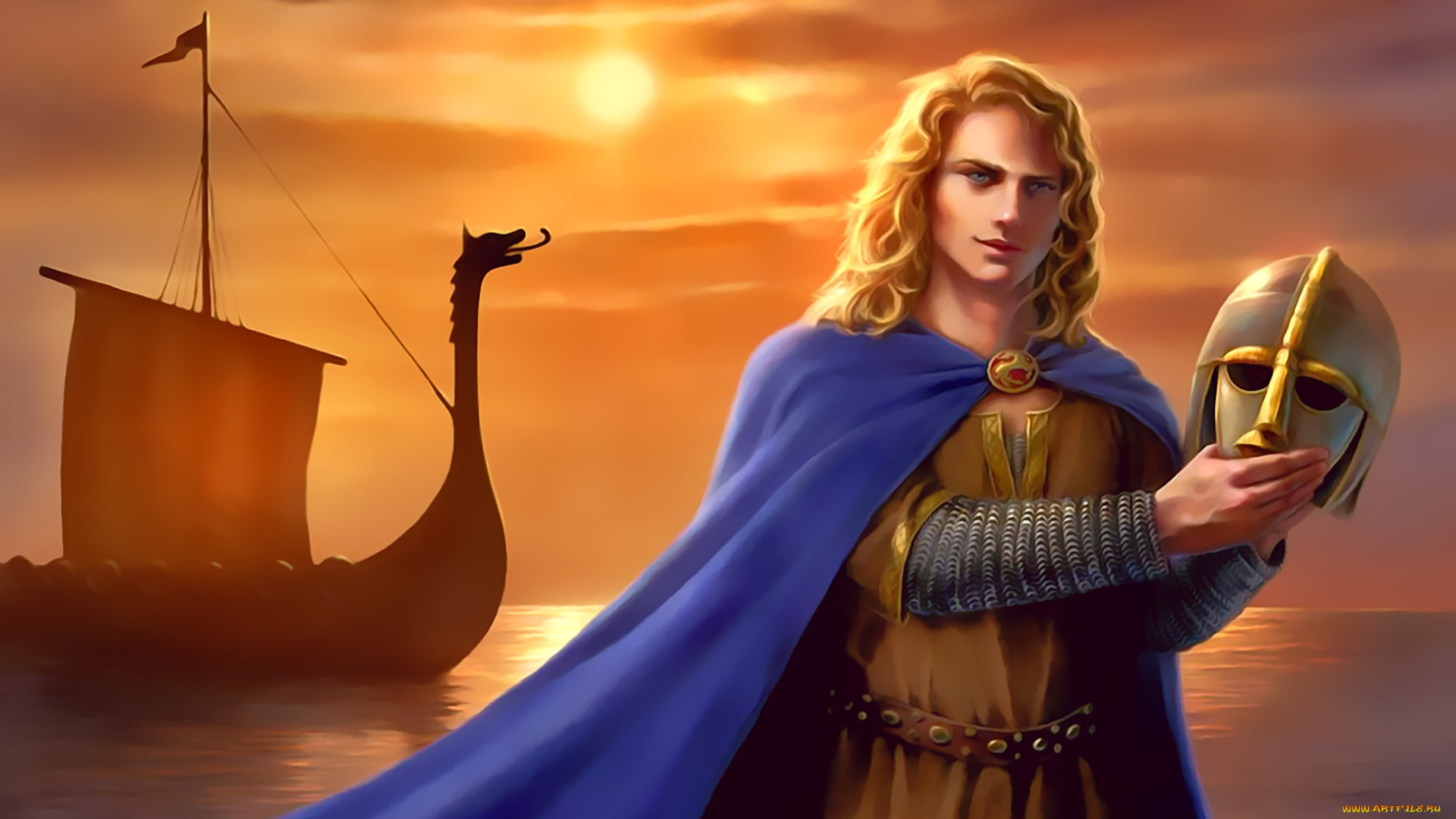 календари, фэнтези, закат, юноша, шлем, парусник, мужчина, calendar, 2020