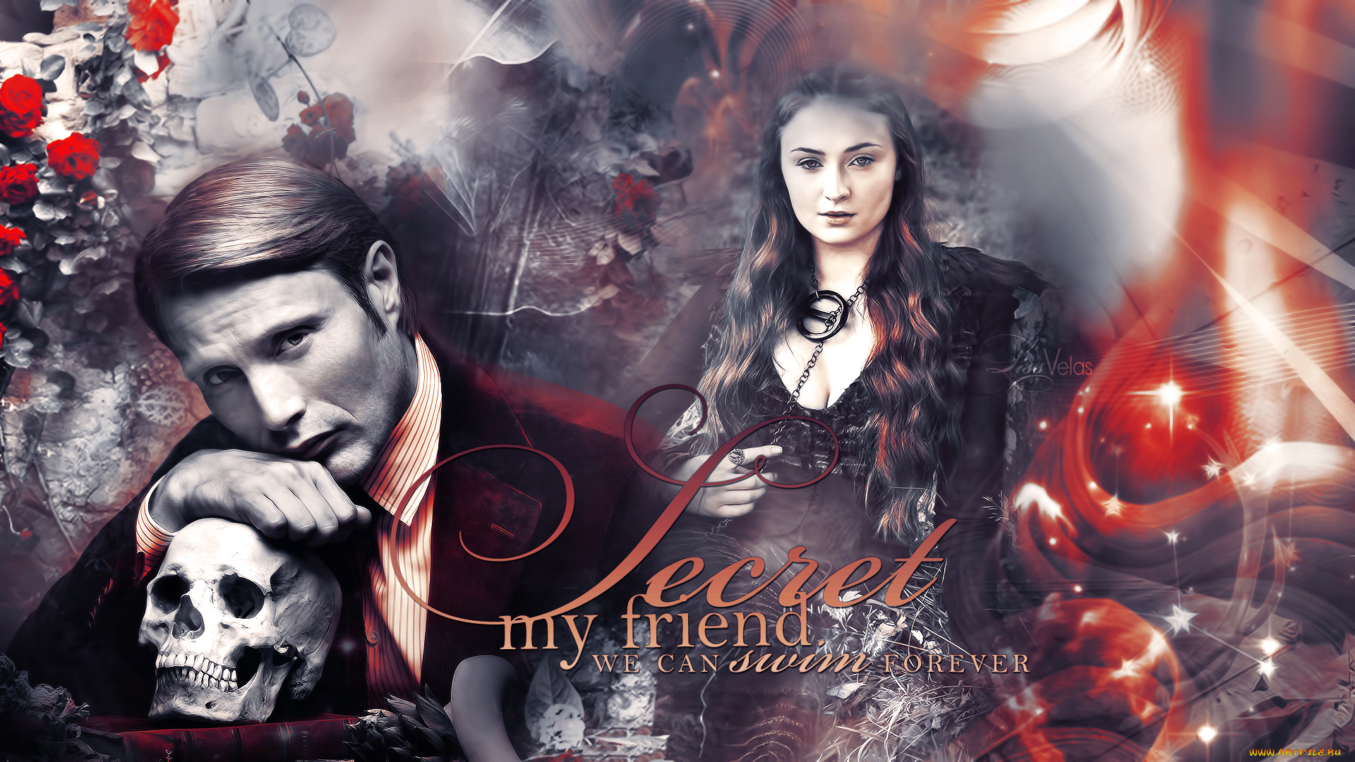 разное, знаменитости, девушка, мужчина, фон, взгляд, череп