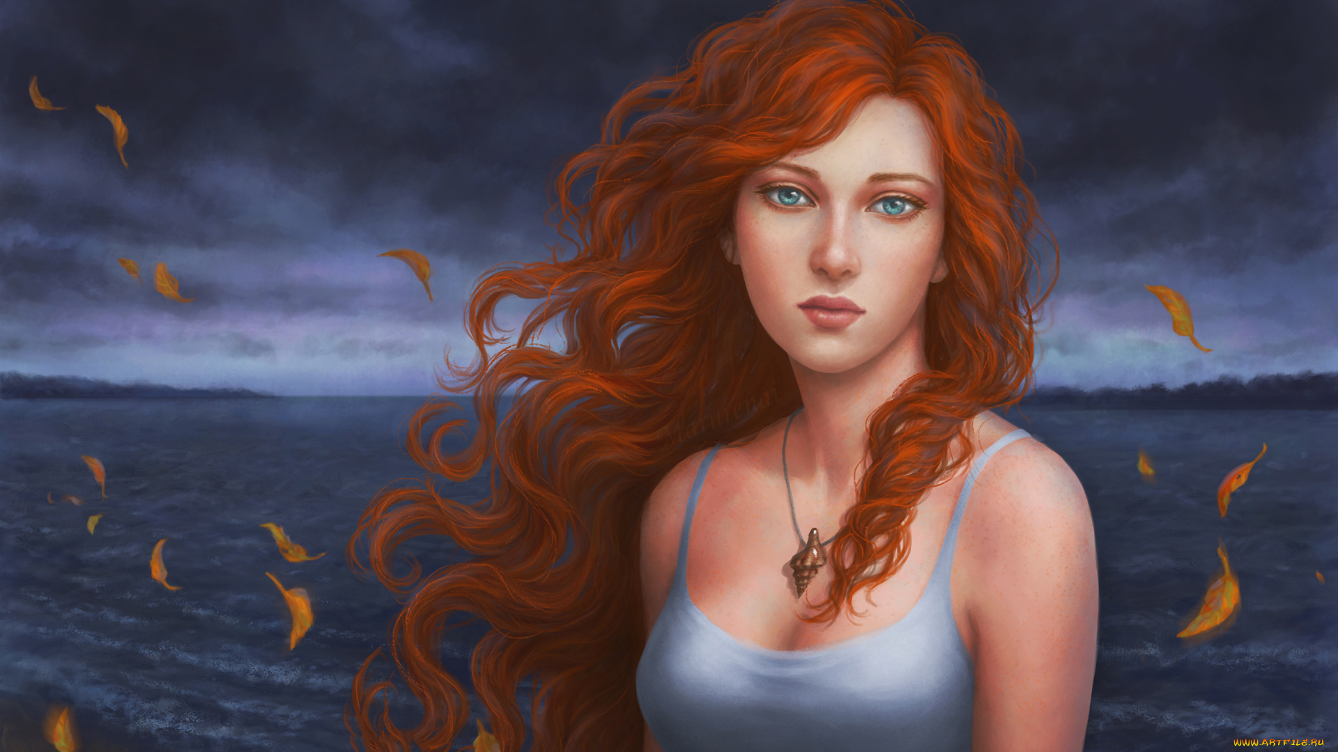 рисованное, люди, девушка, фон, взгляд