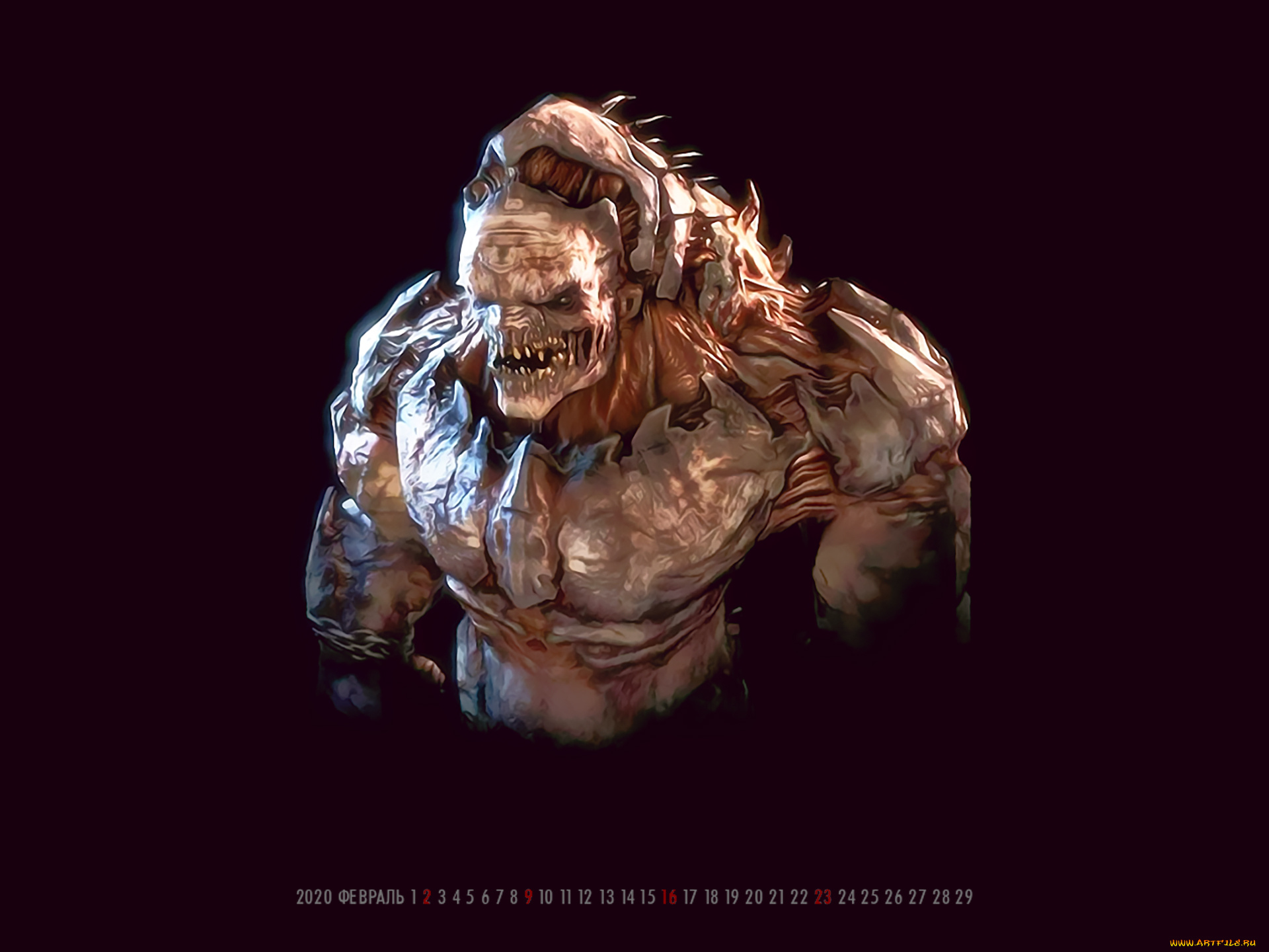 календари, видеоигры, монстр, существо, черный, фон, calendar, 2020