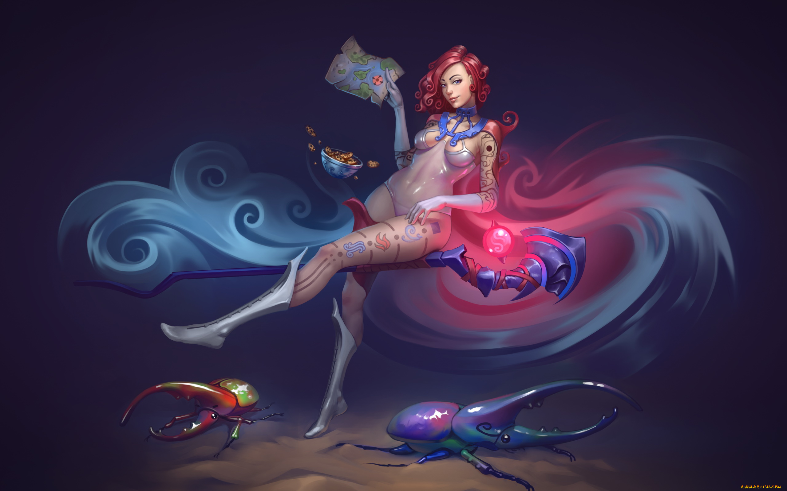 фэнтези, девушки, девушка, фон, униформа