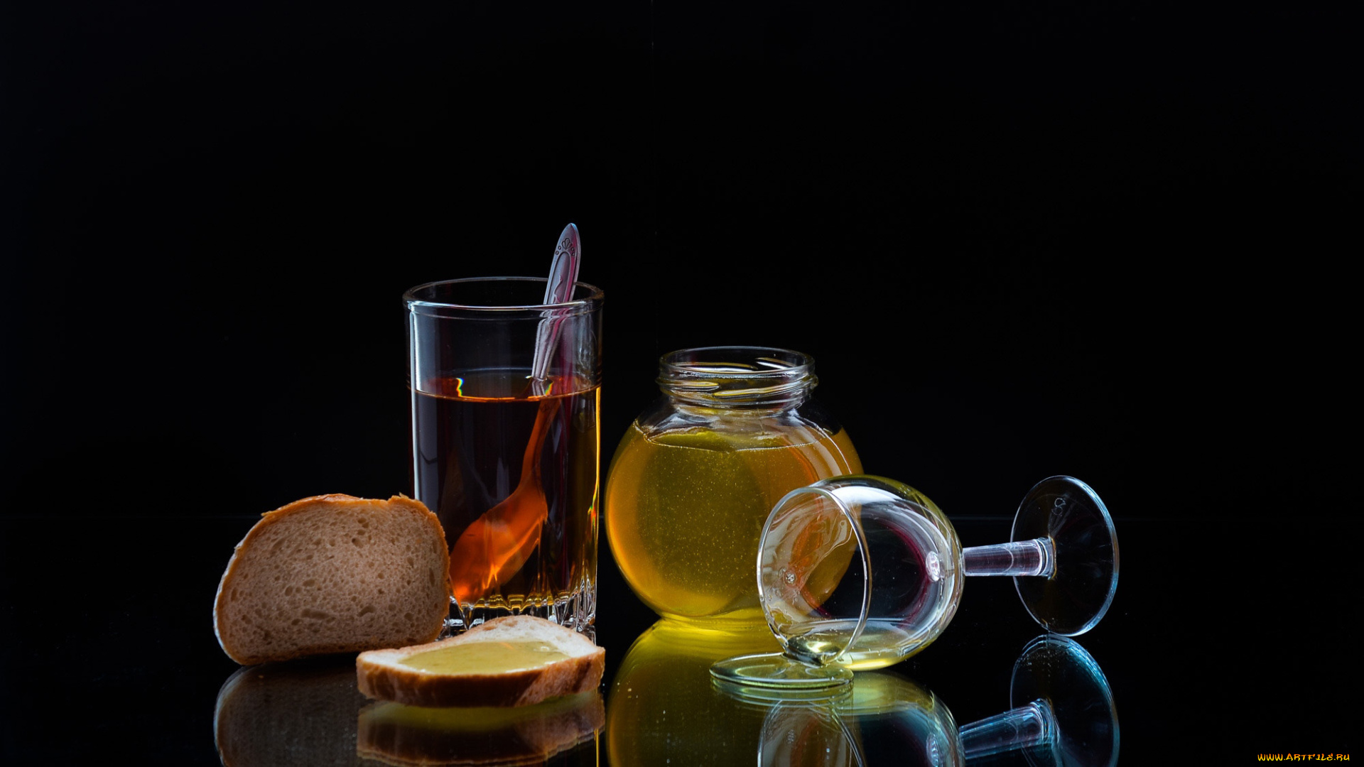 еда, напитки, , чай, мед, чай, хлеб