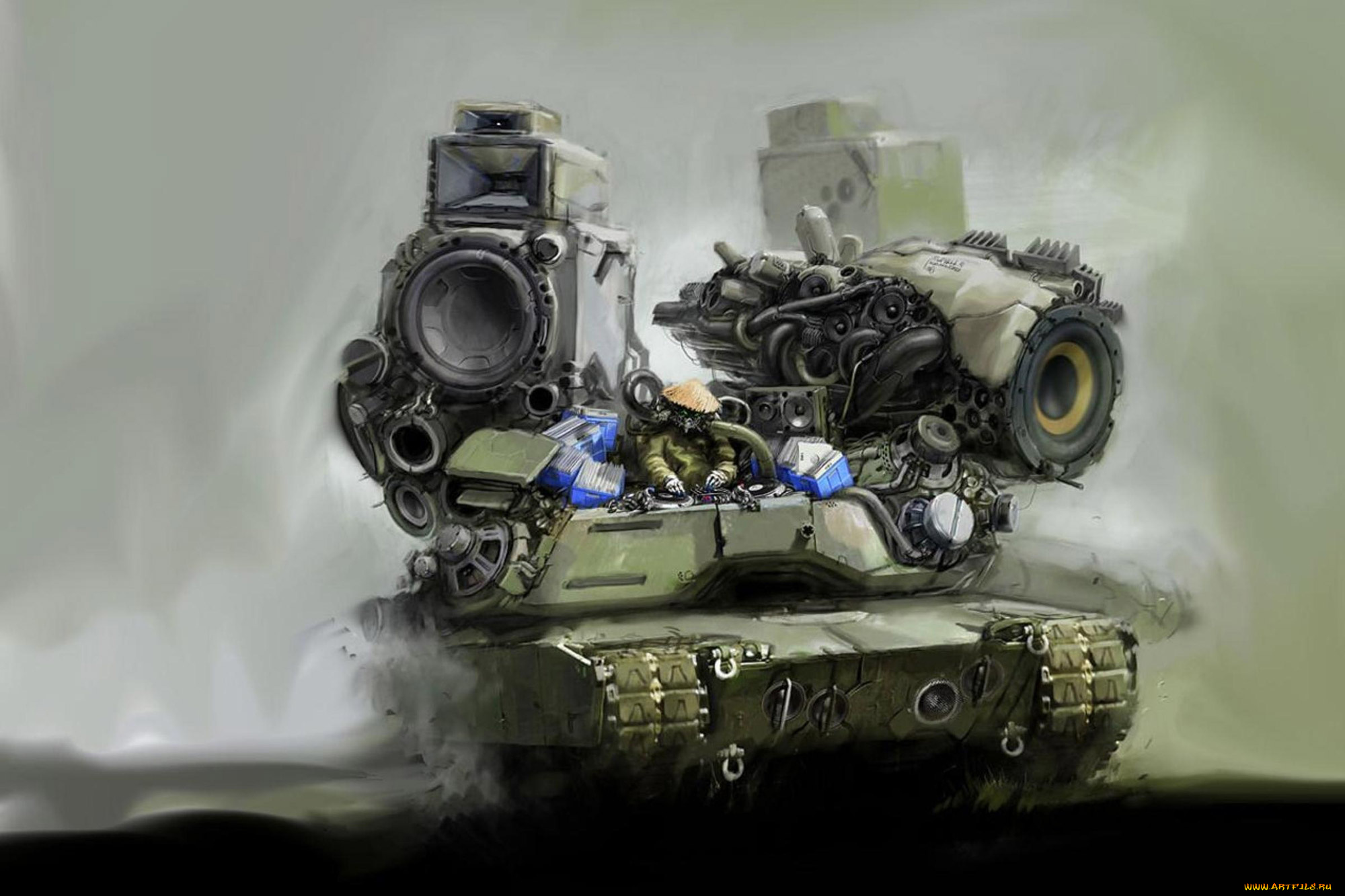 фэнтези, транспортные, средства, танк, колонки