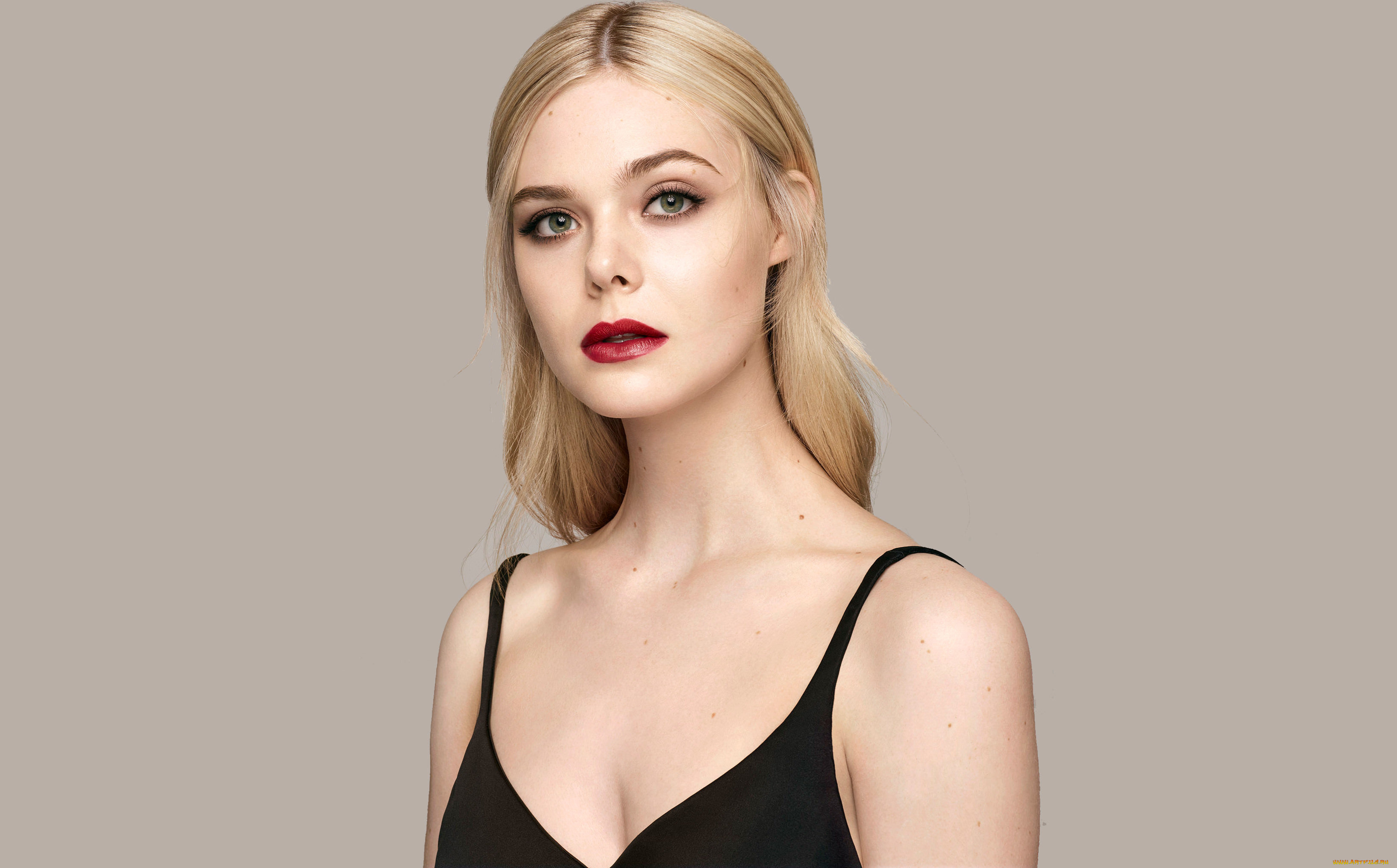 девушки, elle, fanning, блондинка, лицо, декольте