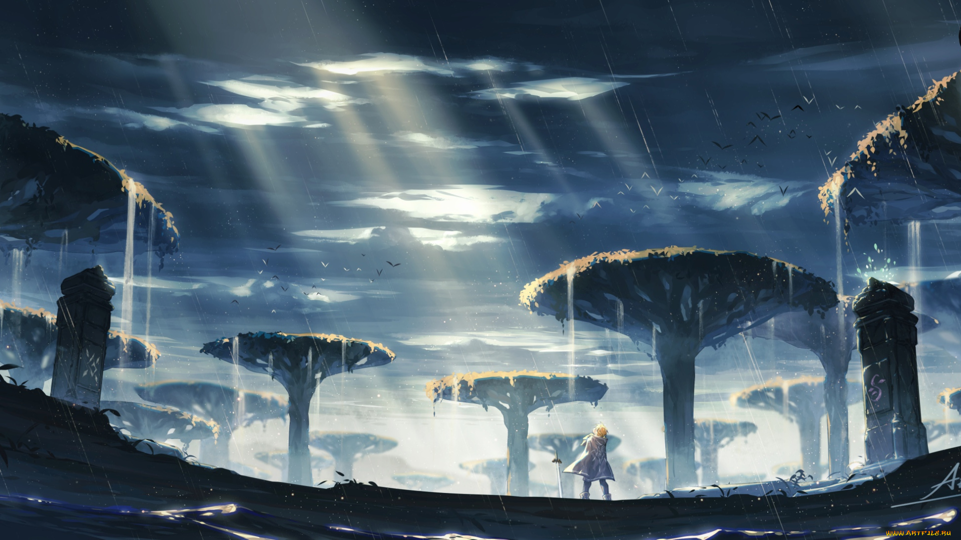 видео, игры, the, legend, of, zelda, линк, деревья, тучи