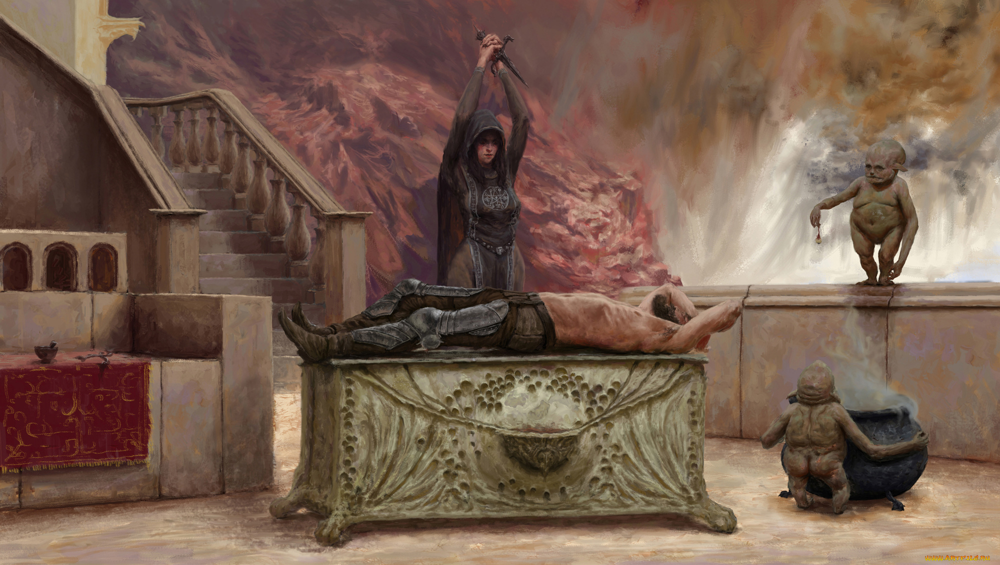 фэнтези, иные, миры, , иные, времена, девушка, мужчина, жертва, кинжал, жертвоприношение